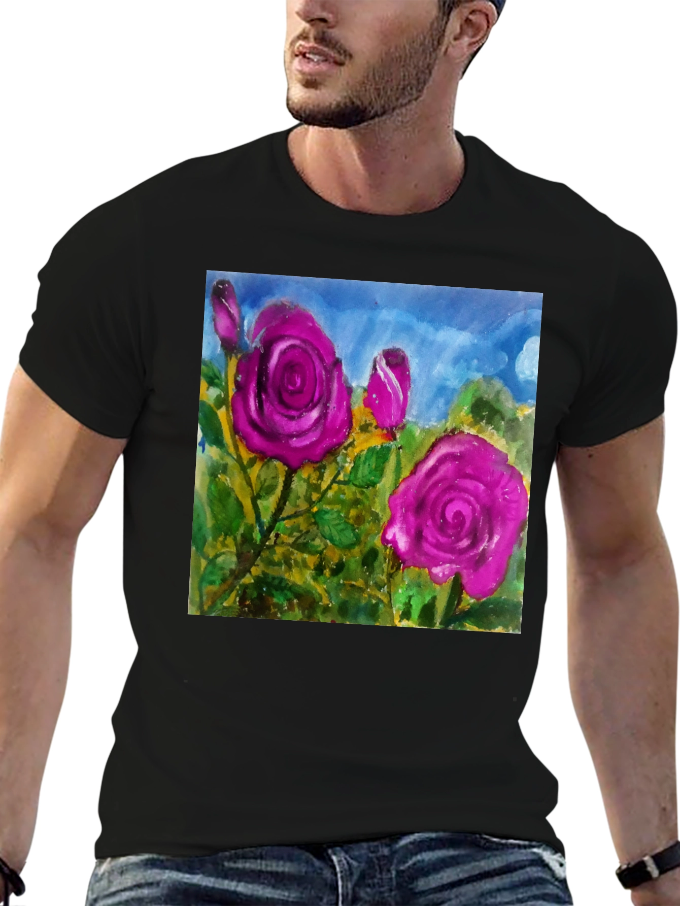 Floral Rose T-Shirt - Artistic Graphic Tee