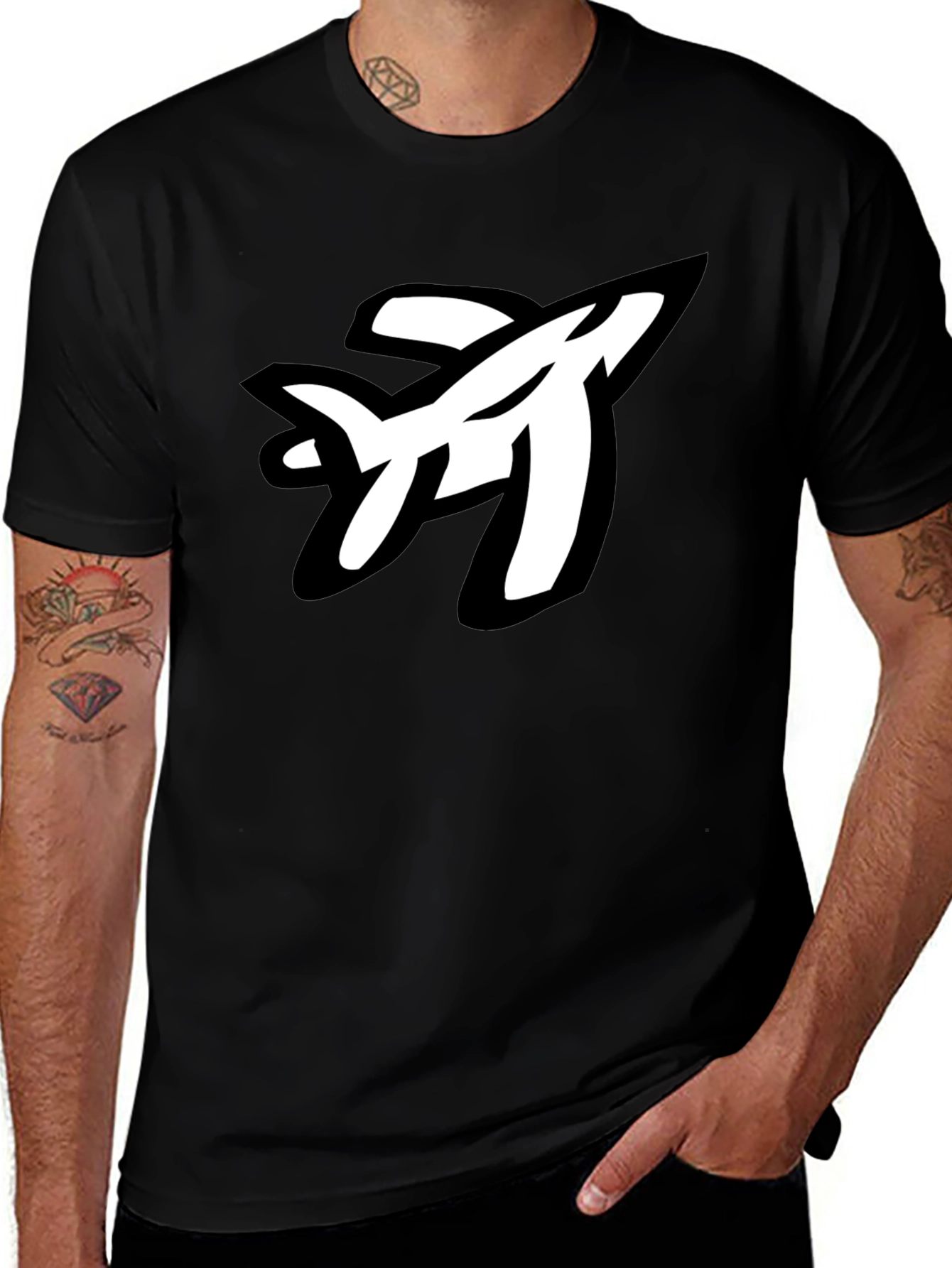 Cool Airplane Graphic Black T-Shirt