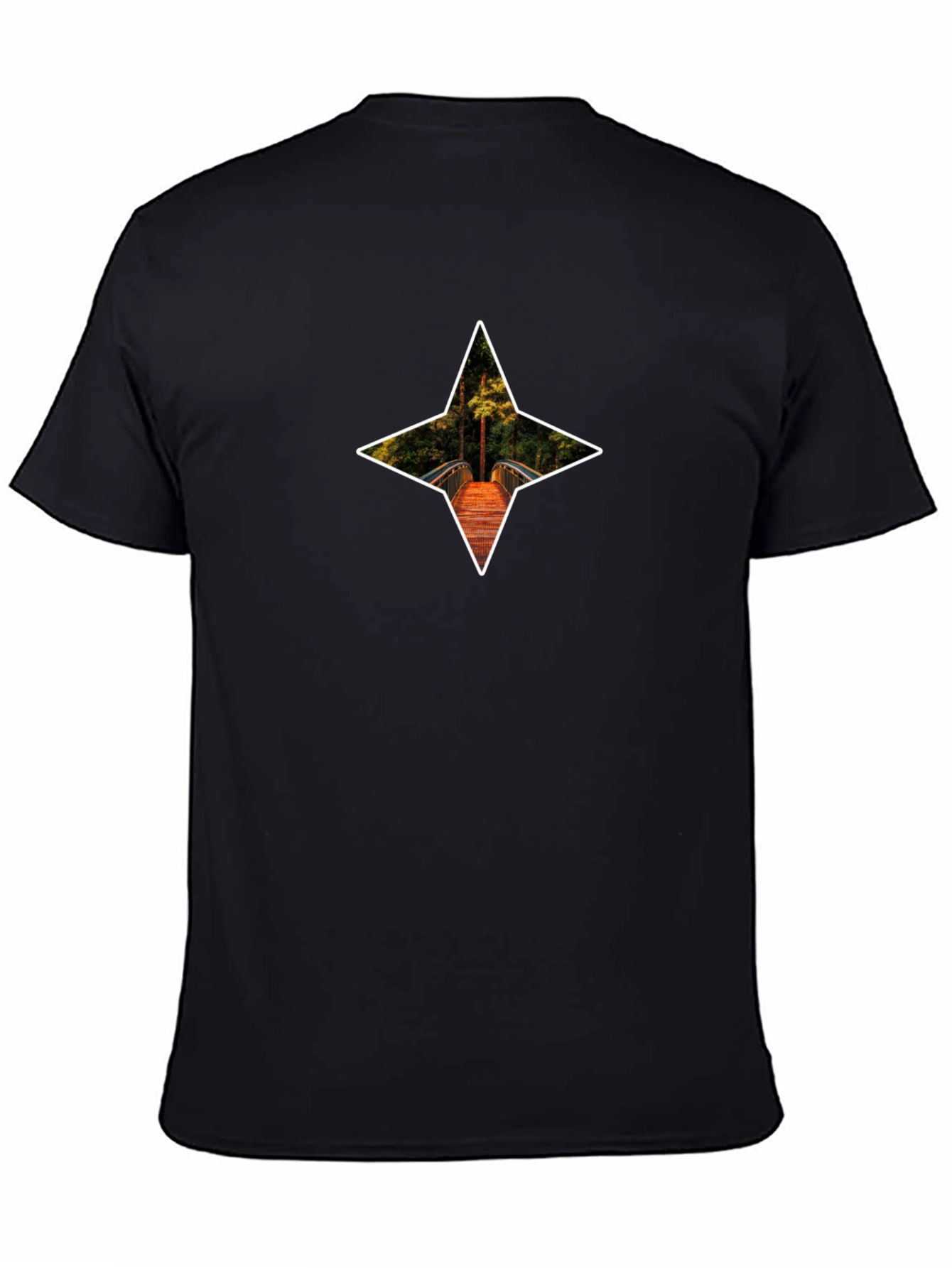 Star Bridge Graphic Tee - Mens Black Cotton T-Shirt