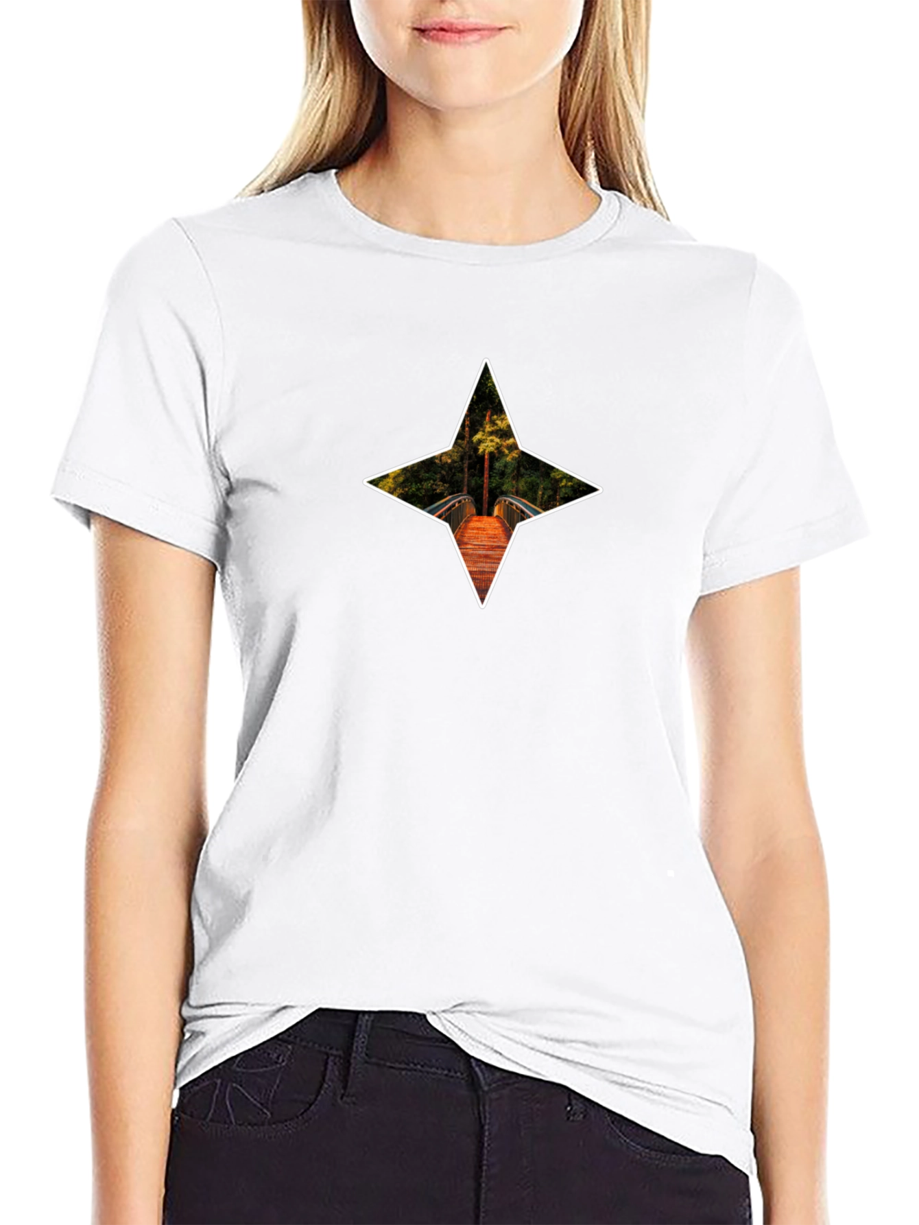 Star Bridge Graphic Tee - Mens Black Cotton T-Shirt