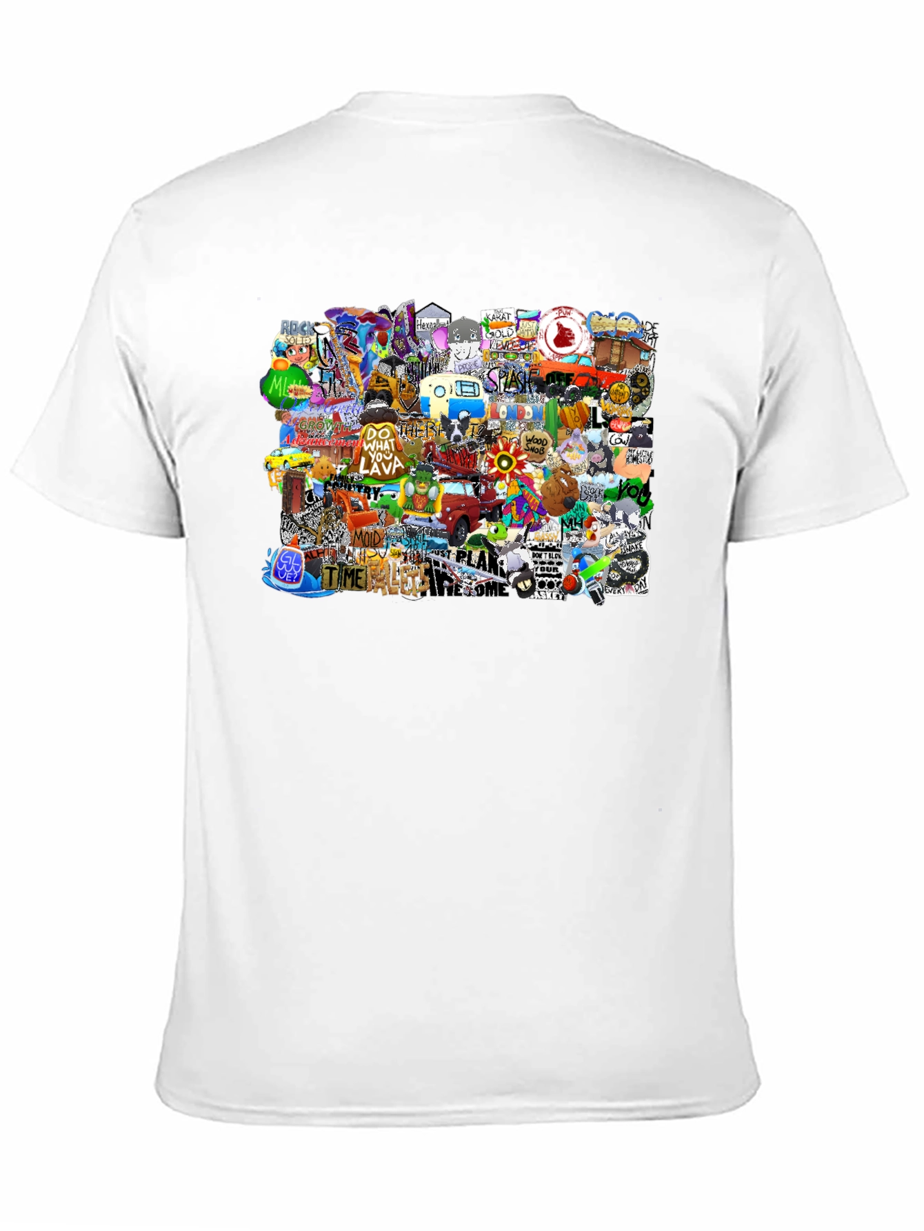 Funky Patchwork Graphic Print Black T-Shirt