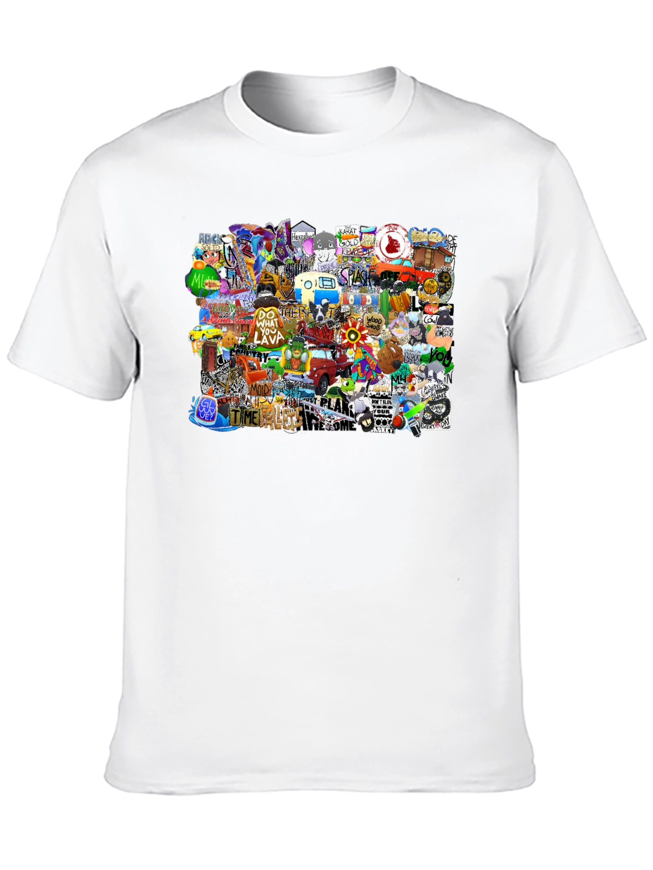 Funky Patchwork Graphic Print Black T-Shirt