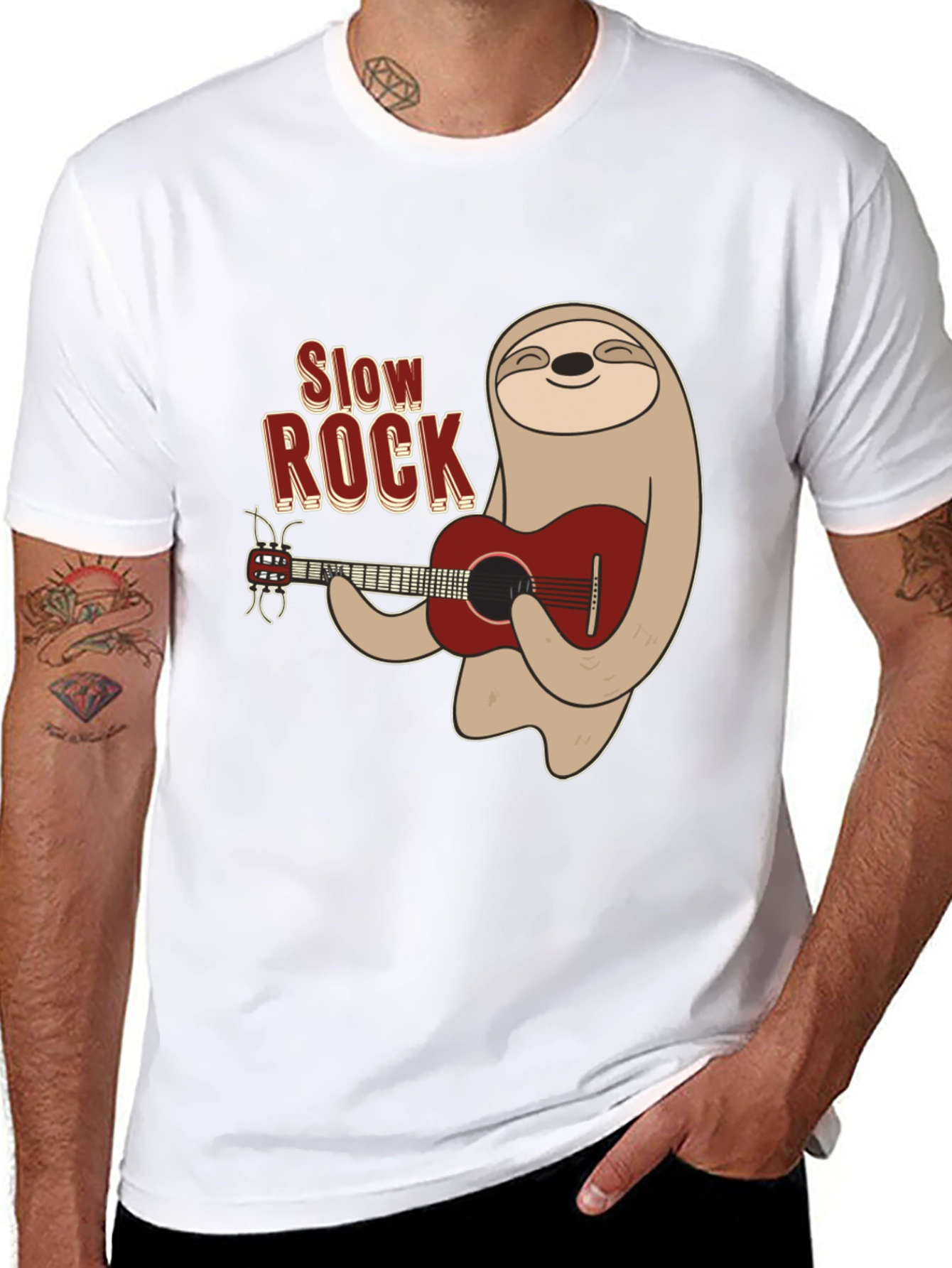 Slow Rock Sloth Graphic Tee