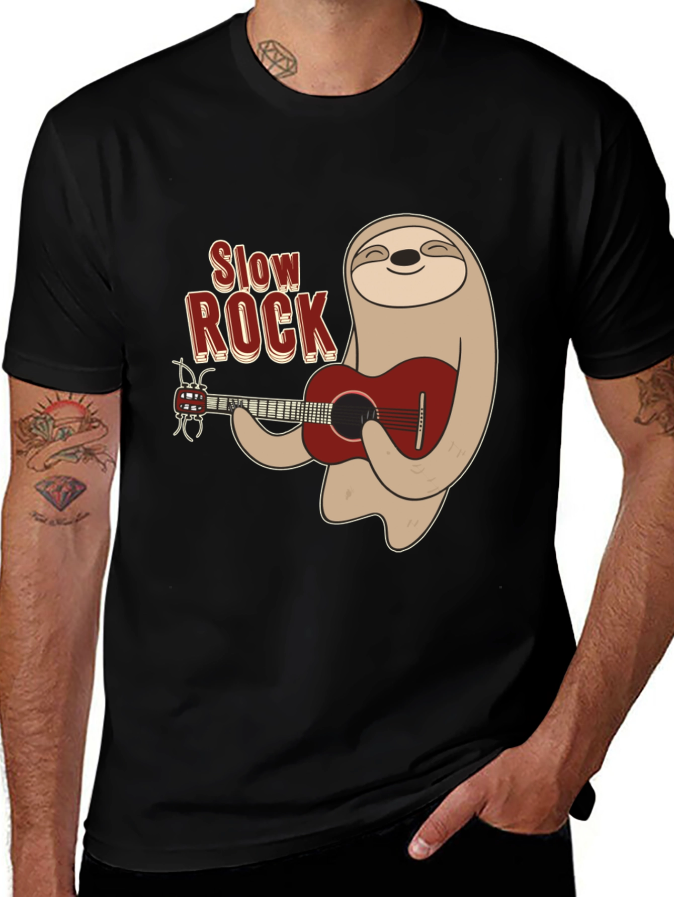 Slow Rock Sloth Graphic Tee