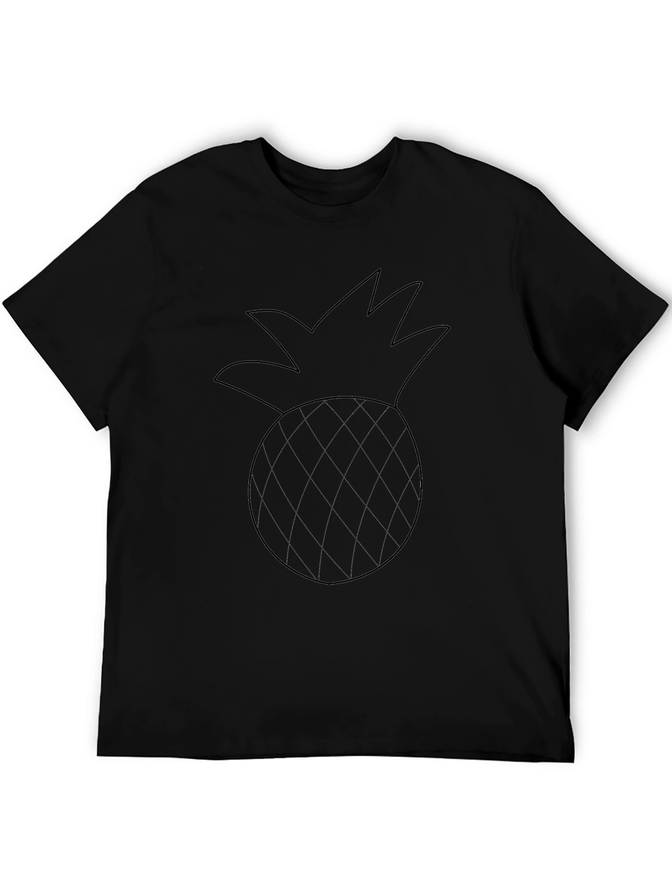 Pineapple Graphic Tee - Black Cotton Casual Shirt