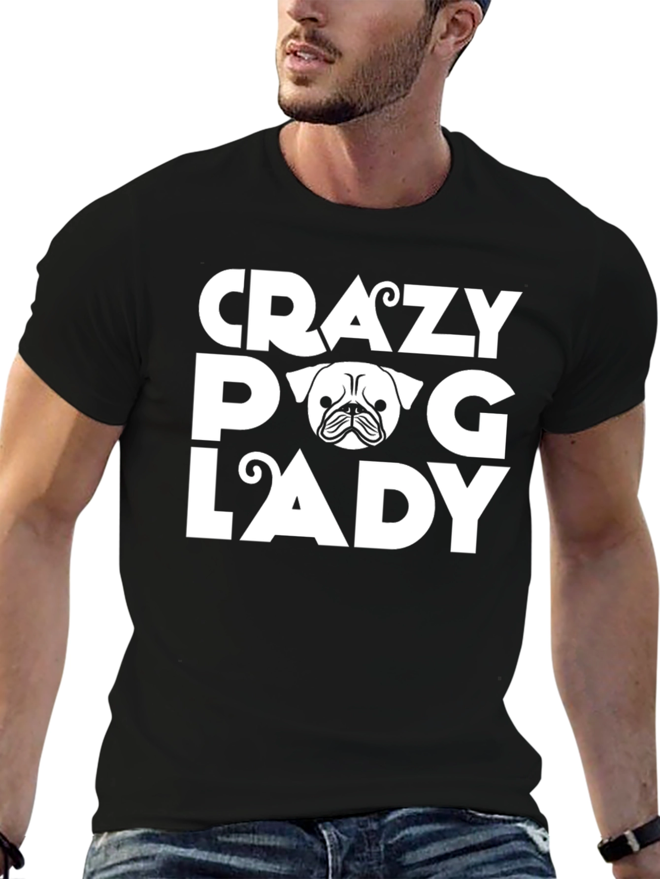 Crazy Dog Lady Pug Graphic T-Shirt