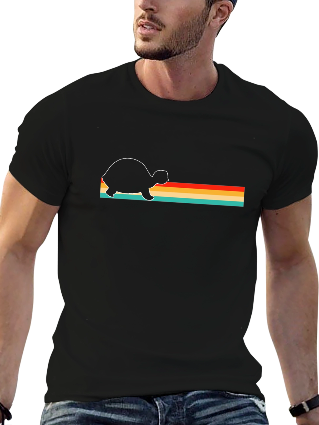 Retro Turtle Graphic Tee - Black