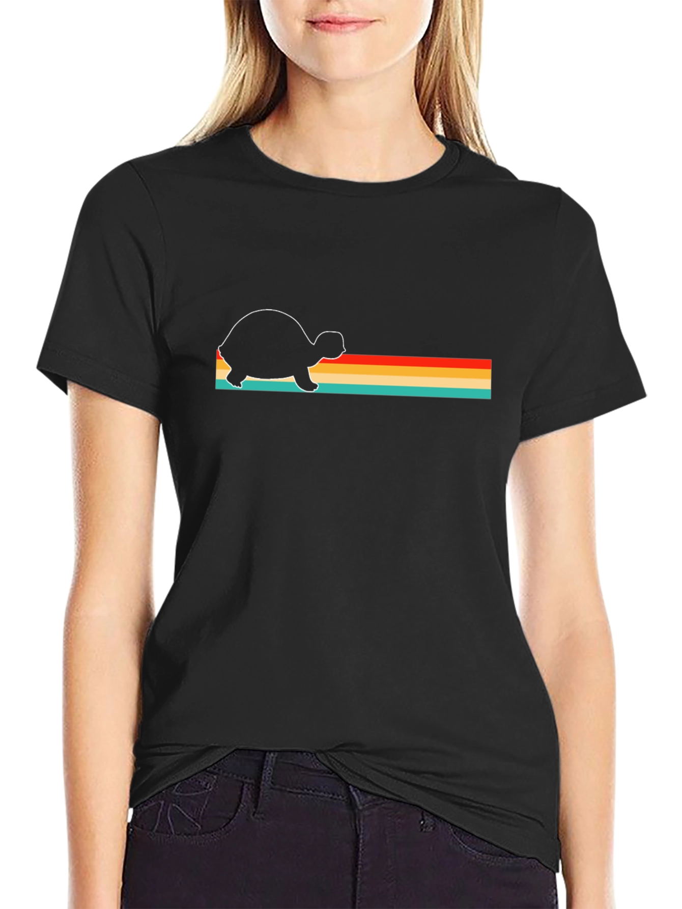 Retro Turtle Graphic Tee - Black