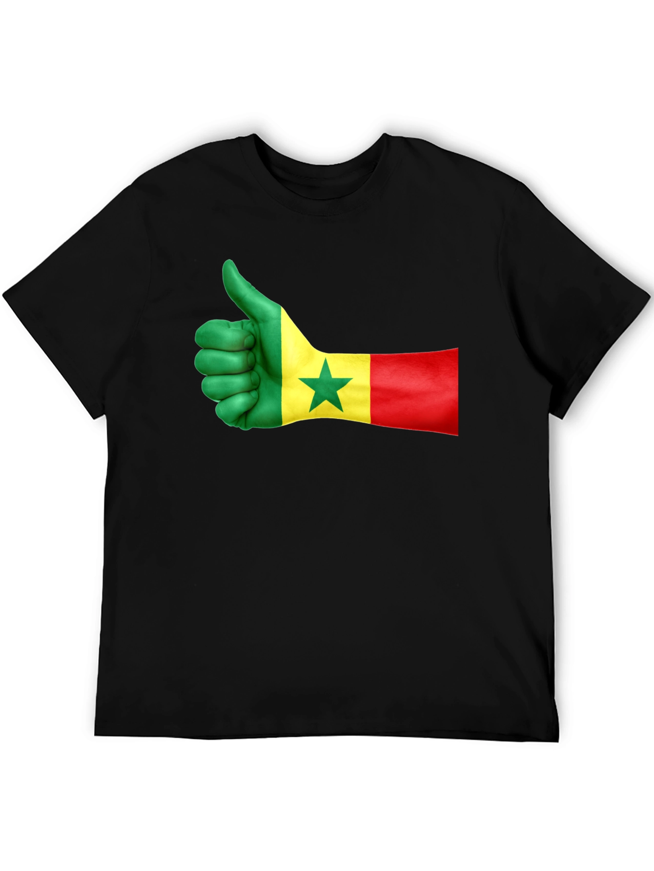 Senegal Flag Thumbs Up Graphic Tee - Black