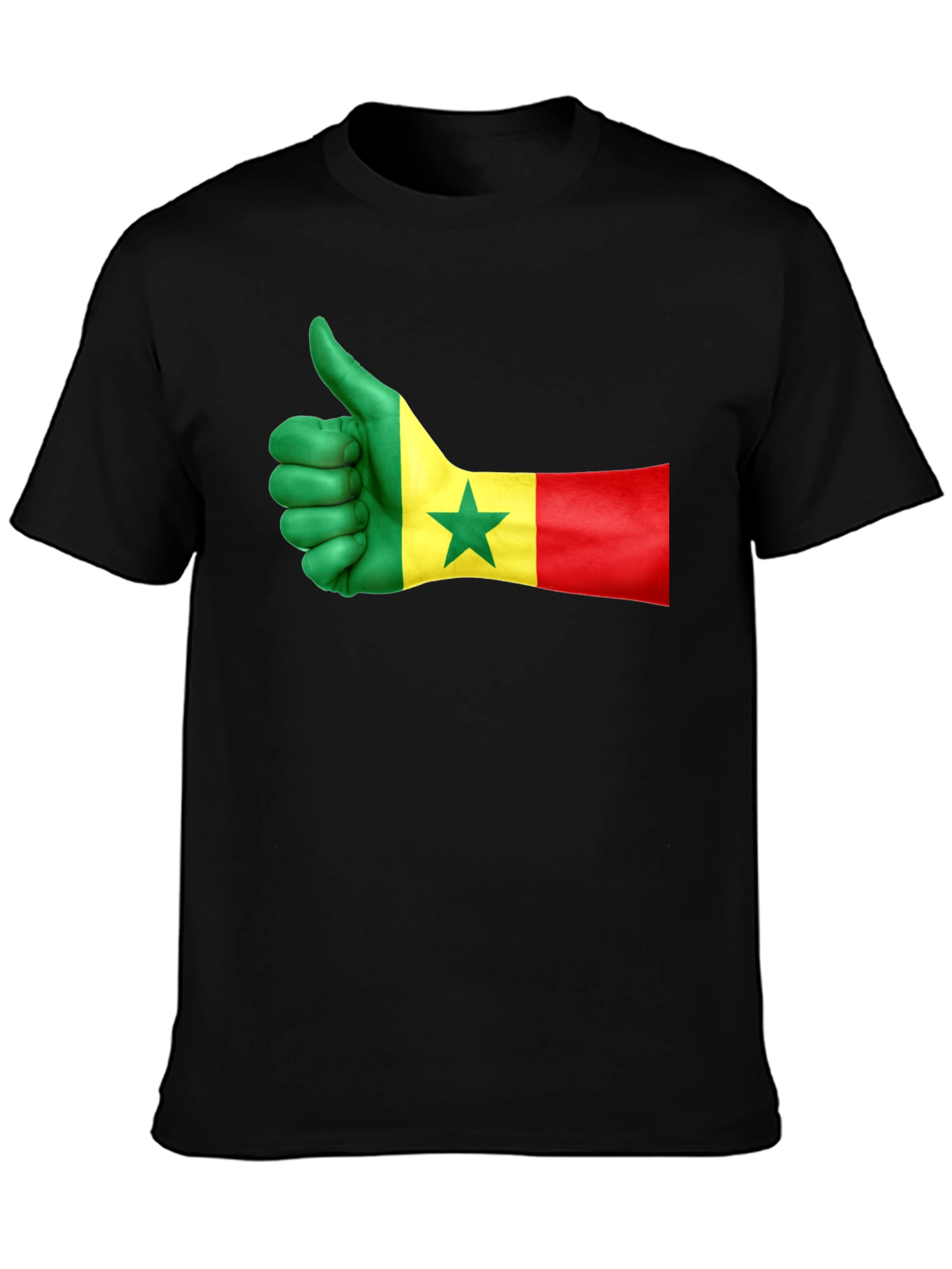 Senegal Flag Thumbs Up Graphic Tee - Black