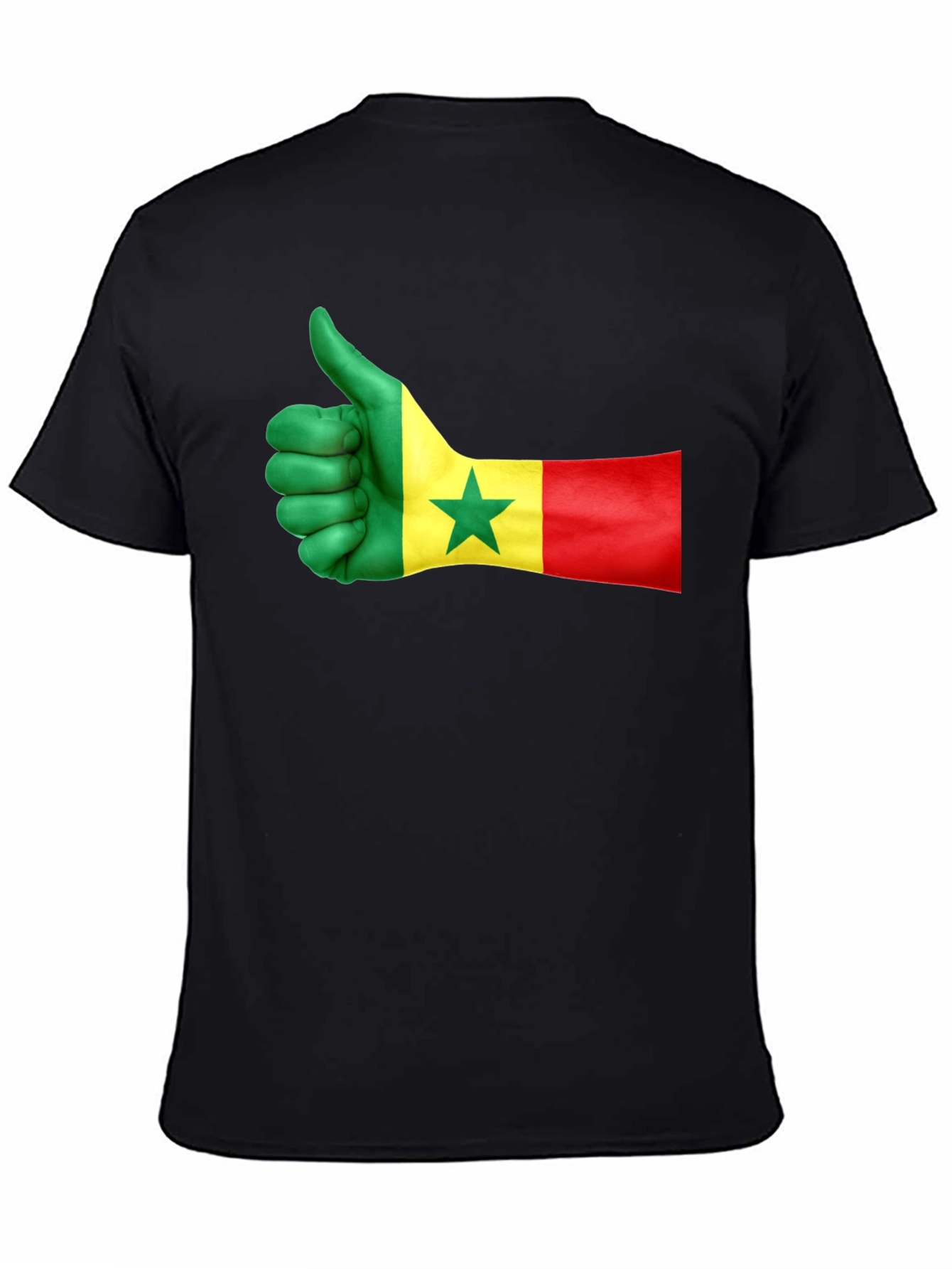 Senegal Flag Thumbs Up Graphic Tee - Black
