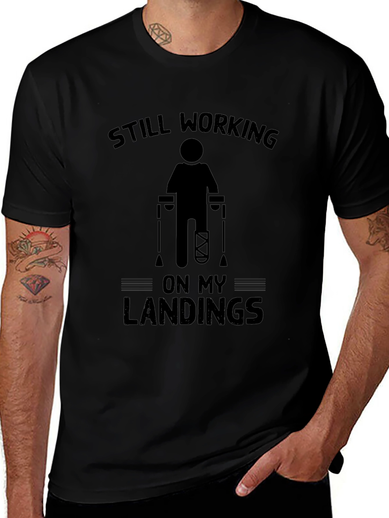 Still Working On My Landings Funny Injury T-Shirt
