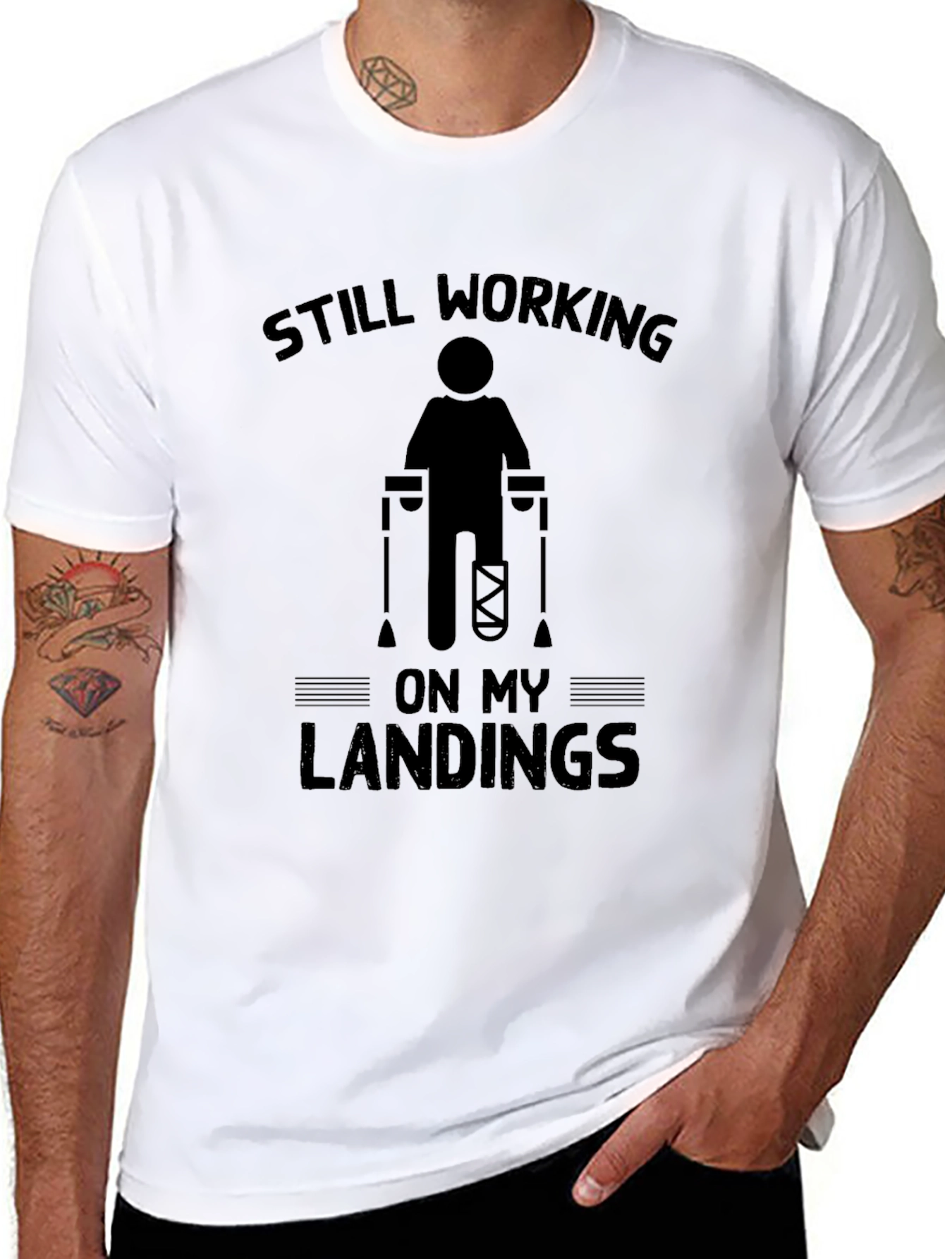 Still Working On My Landings Funny Injury T-Shirt
