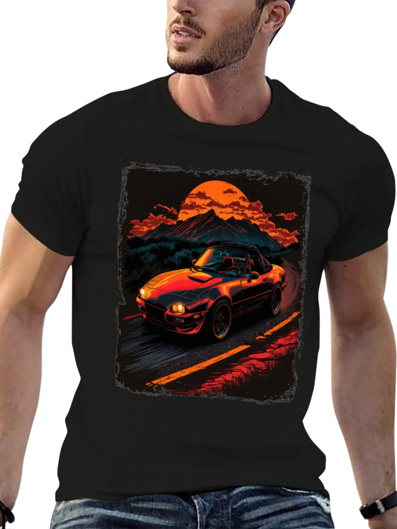 Retro Car Graphic Tee - Sunset Drive