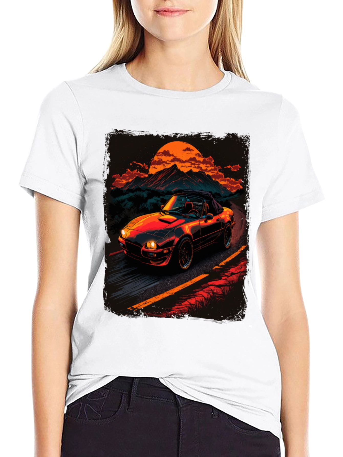 Retro Car Graphic Tee - Sunset Drive