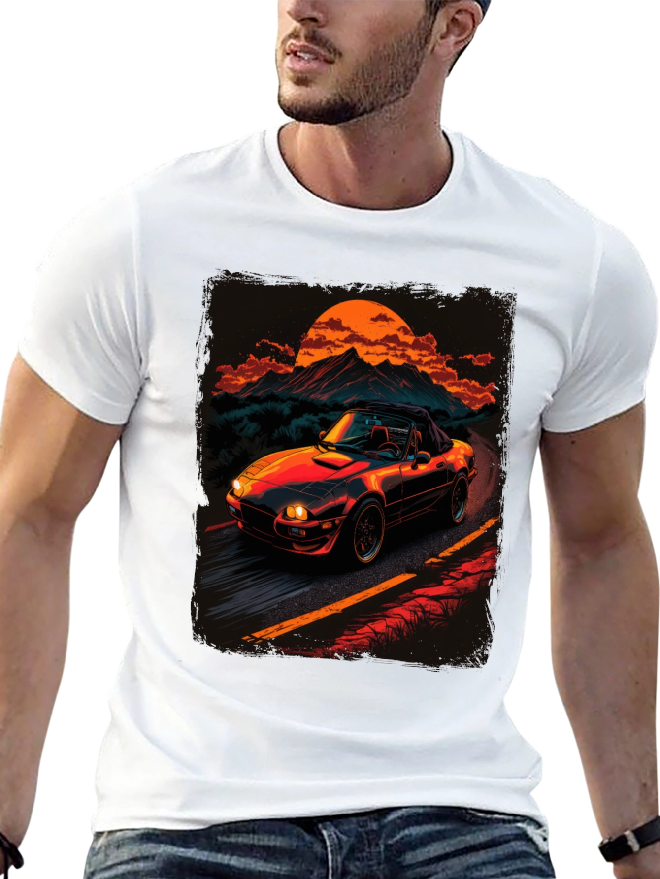 Retro Car Graphic Tee - Sunset Drive