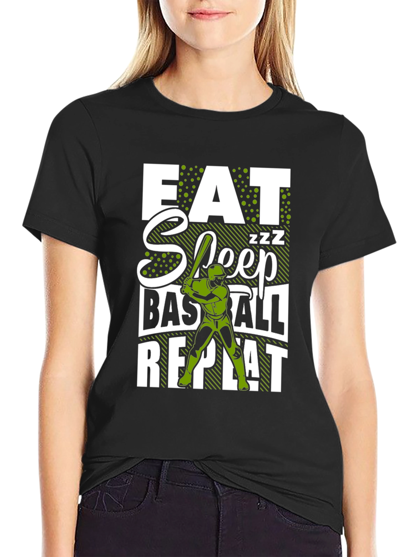 Eat Sleep Baseball Repeat Black T-Shirt