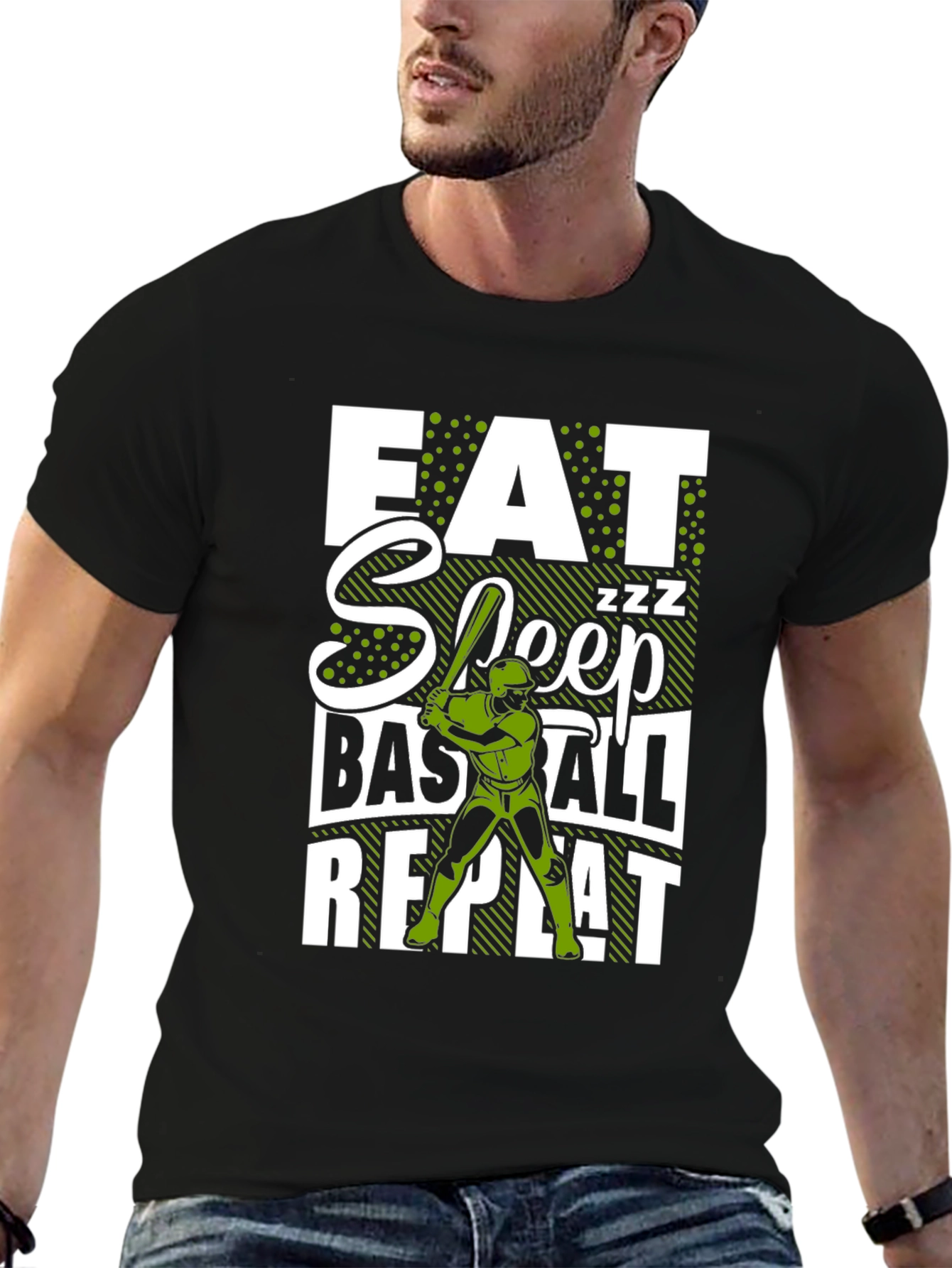 Eat Sleep Baseball Repeat Black T-Shirt
