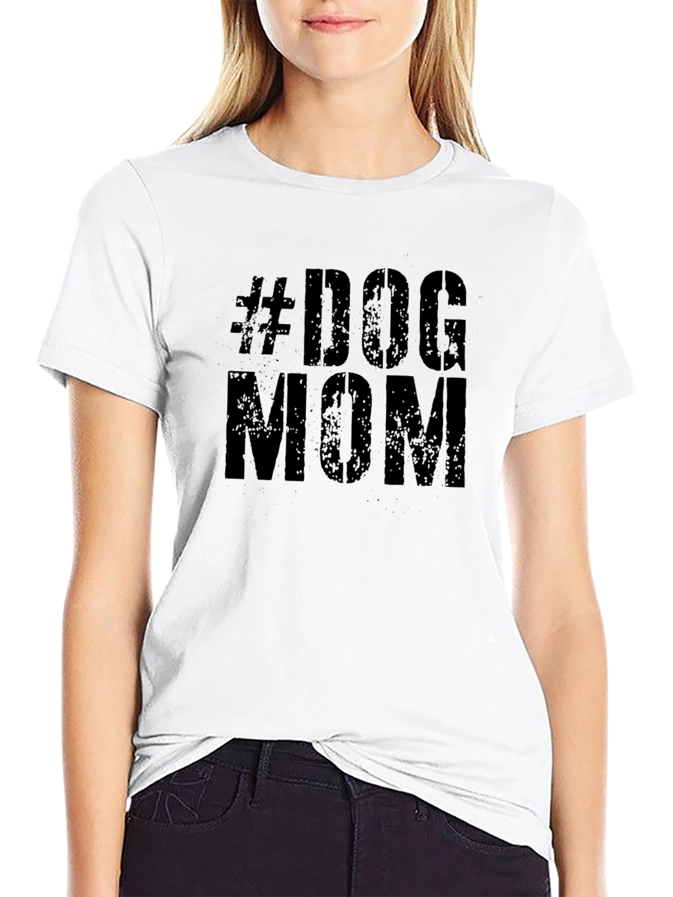 #Dog Mom Black Graphic T-Shirt