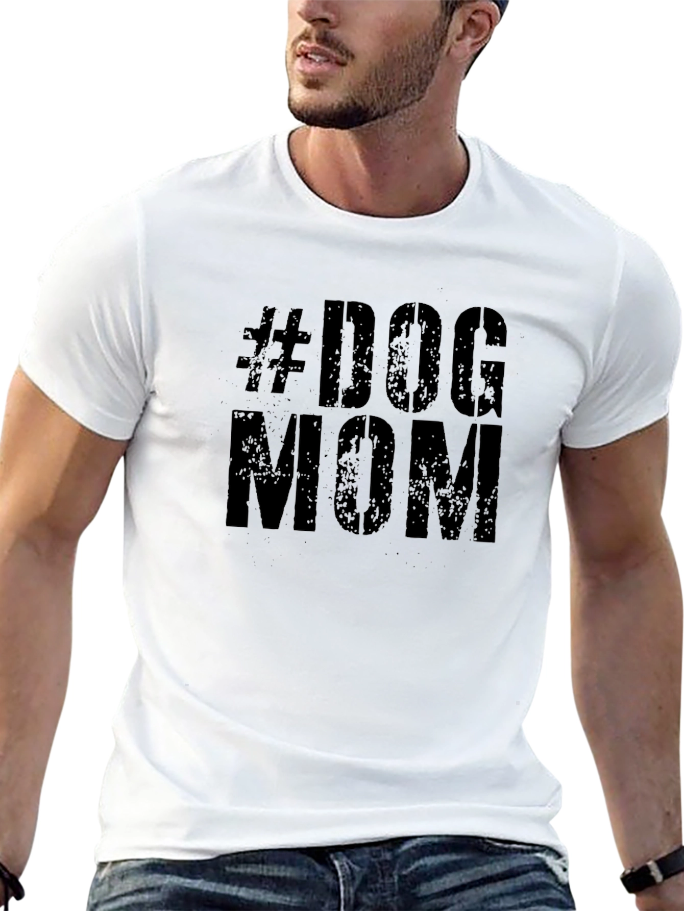 #Dog Mom Black Graphic T-Shirt