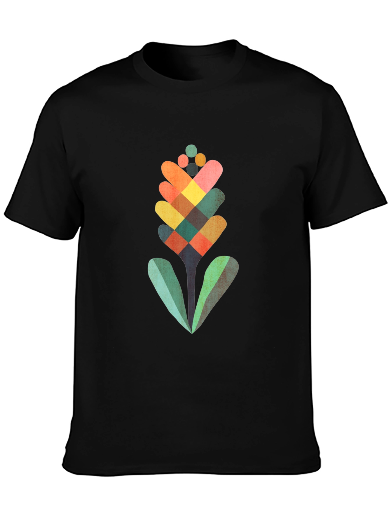 Geometric Flower Graphic Tee - Modern Art Shirt
