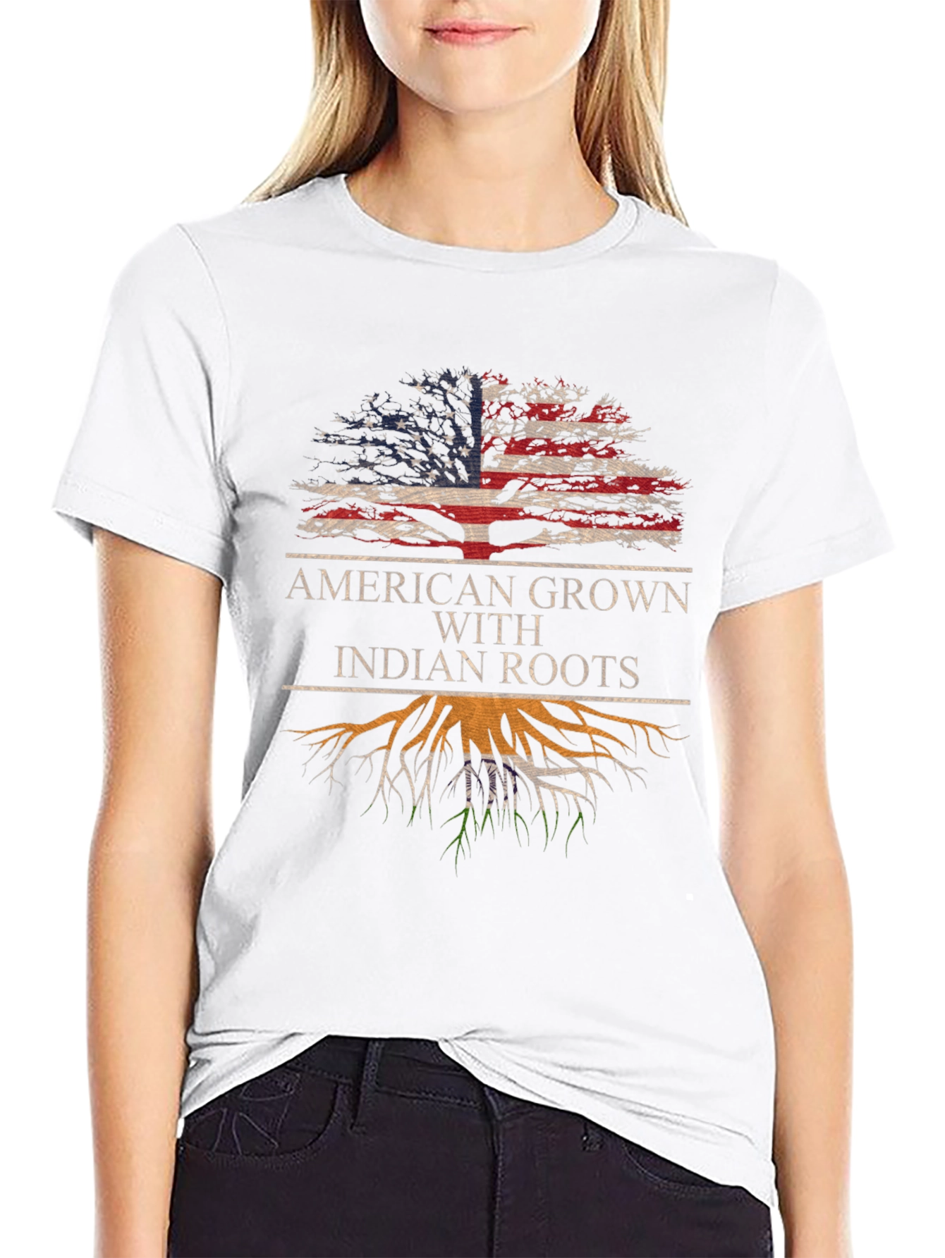 American Grown Indian Roots Graphic T-Shirt