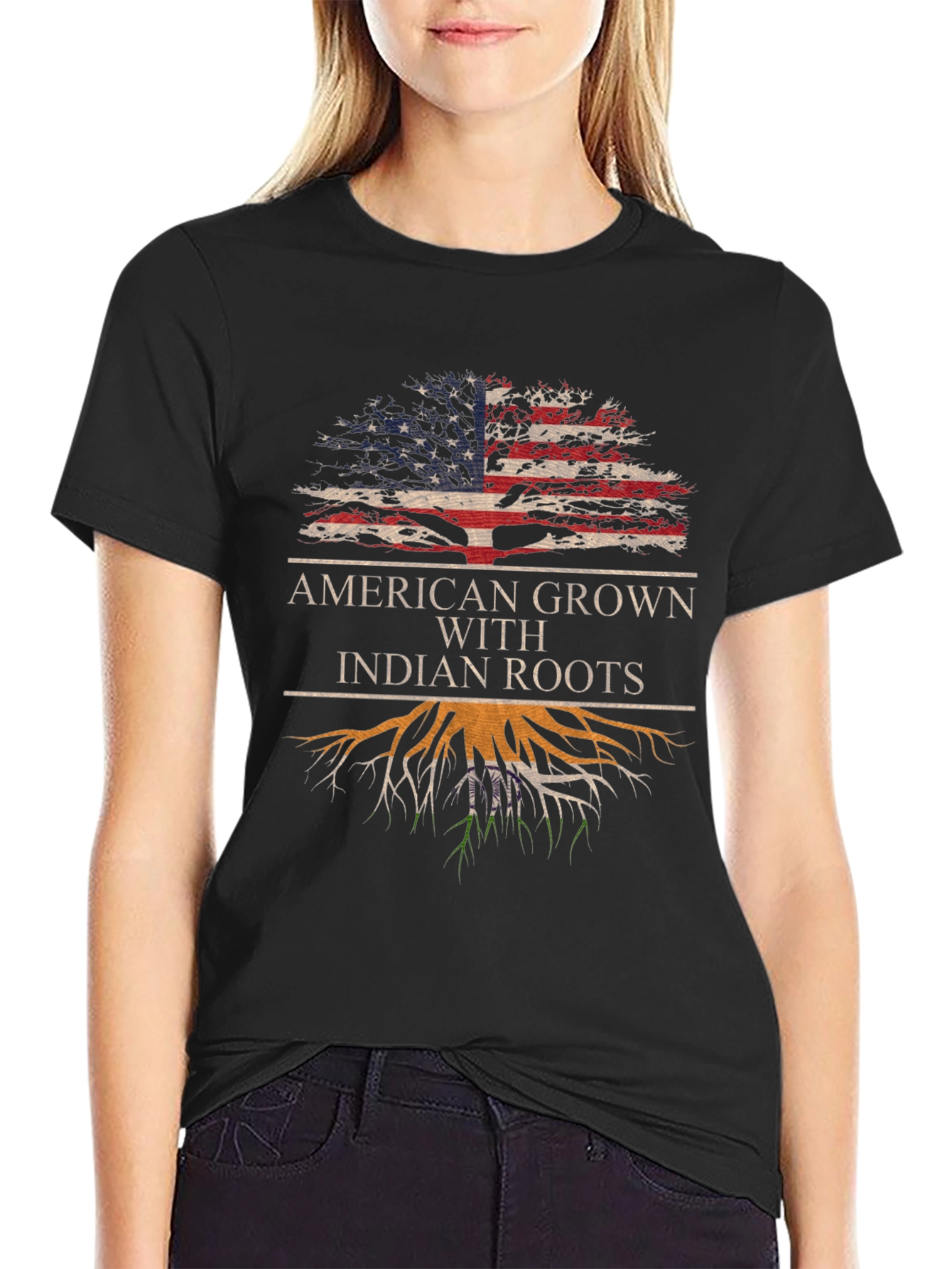 American Grown Indian Roots Graphic T-Shirt
