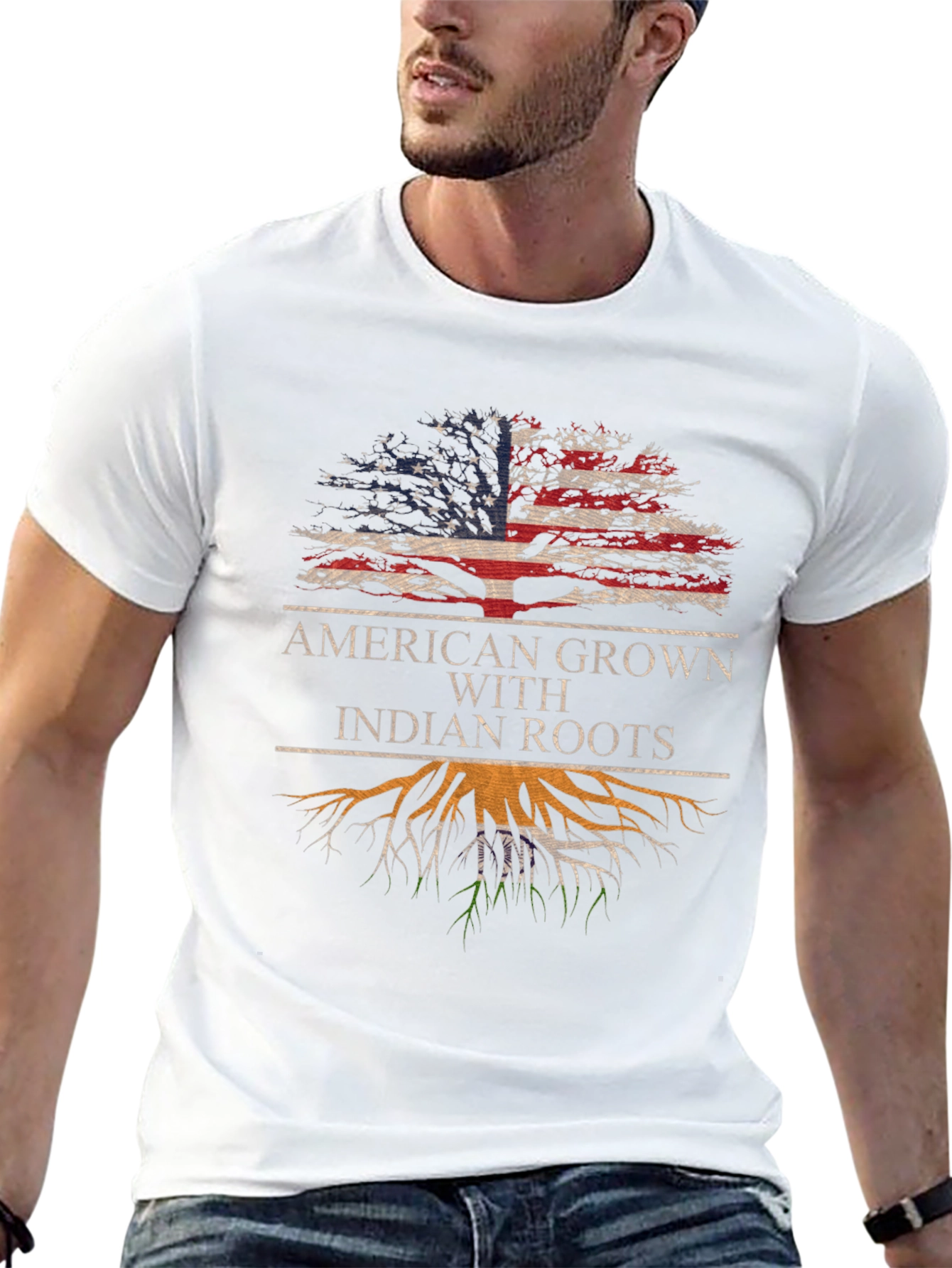 American Grown Indian Roots Graphic T-Shirt
