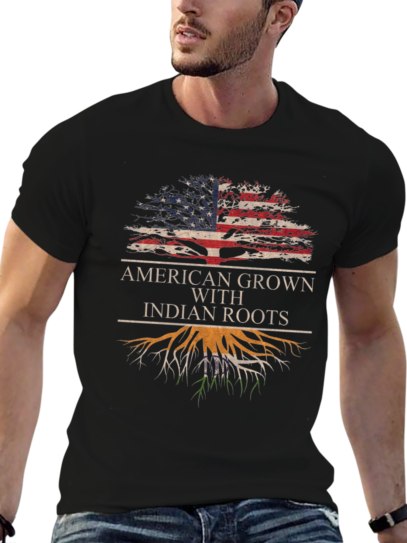 American Grown Indian Roots Graphic T-Shirt