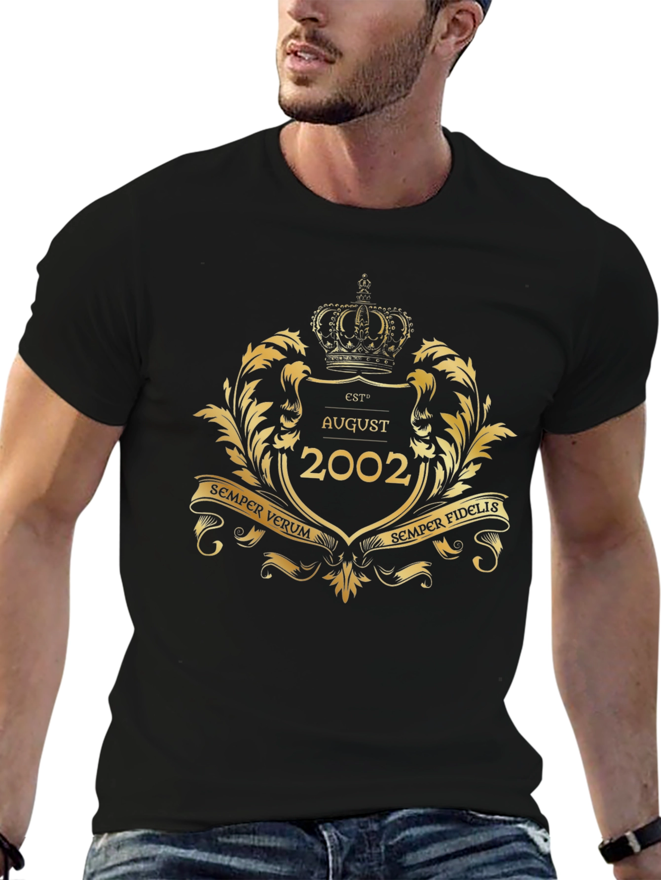 August 2002 Gold Emblem Black T-Shirt