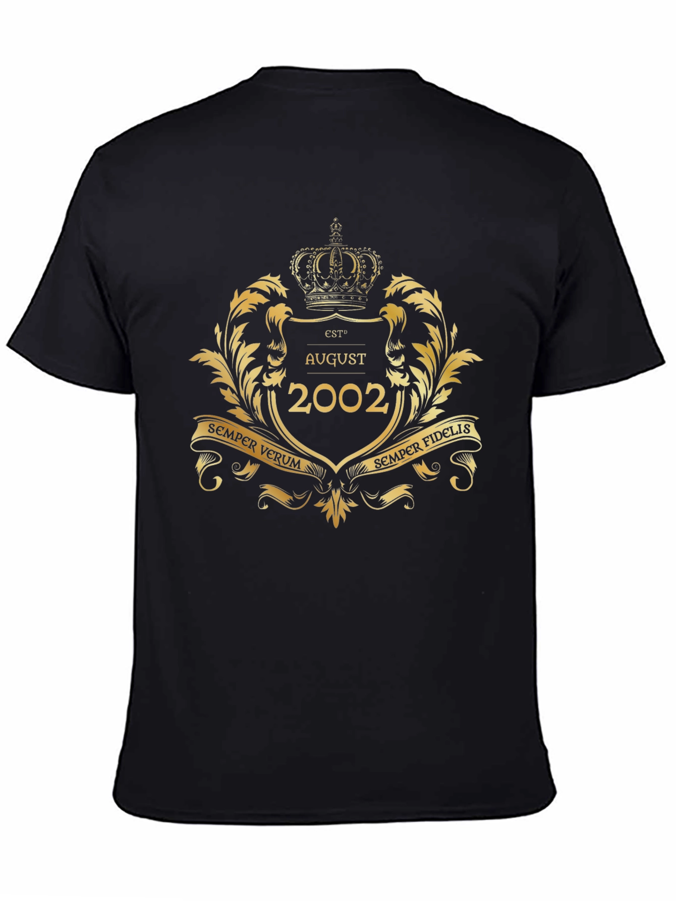 August 2002 Gold Emblem Black T-Shirt