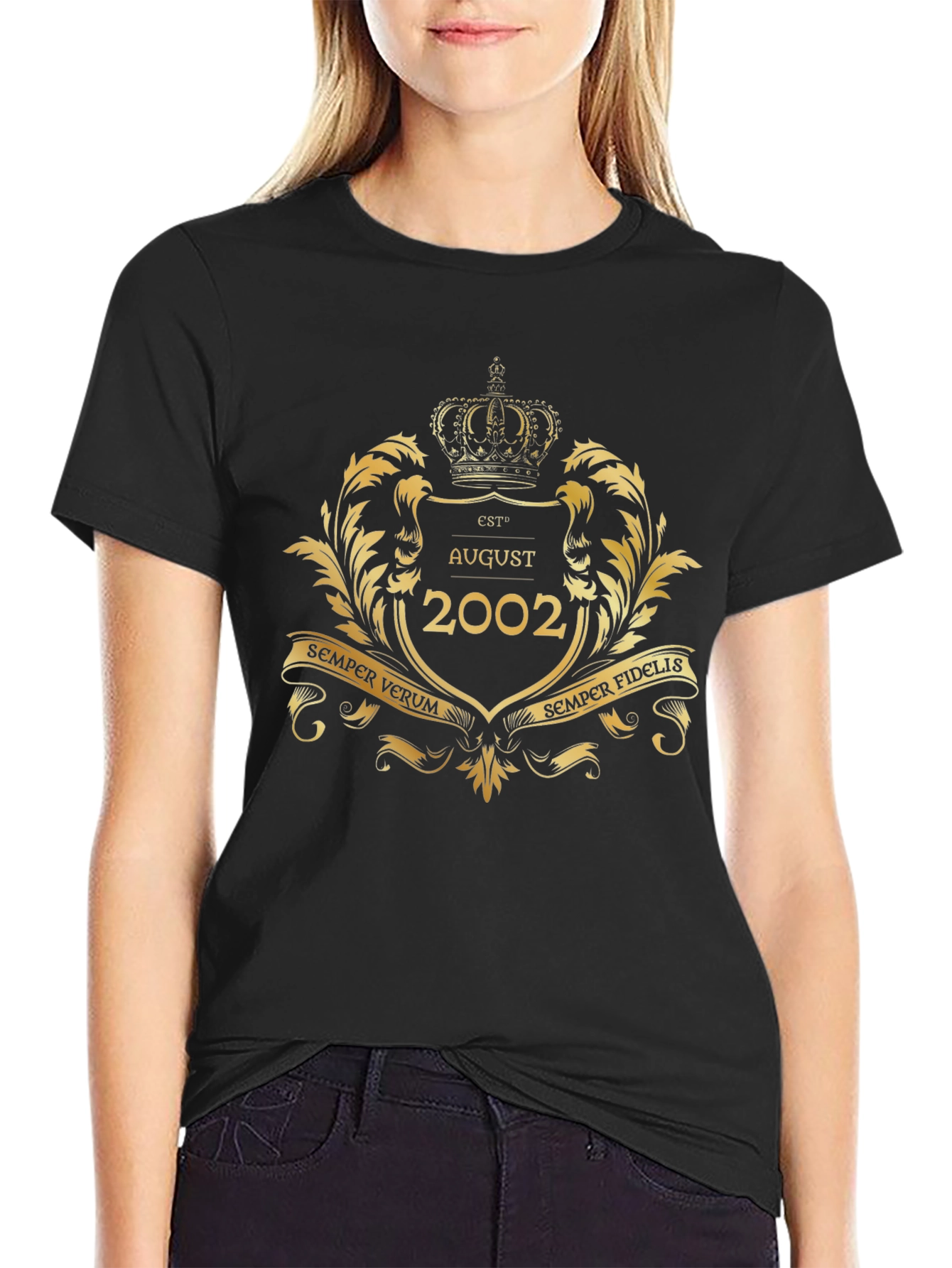 August 2002 Gold Emblem Black T-Shirt