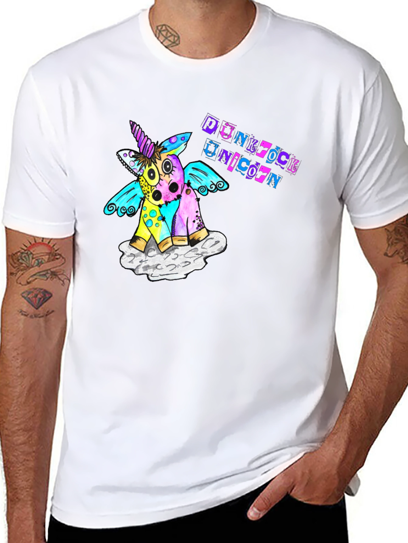 Punk Rock Unicorn Graphic T-Shirt