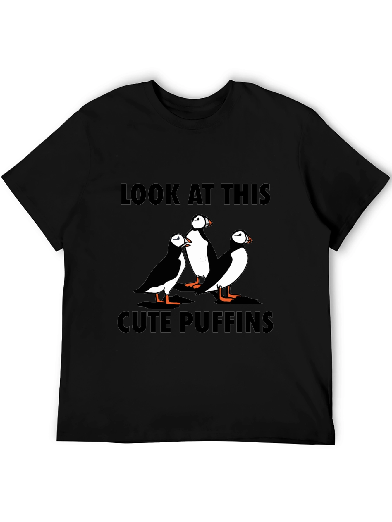 Cute Puffins Graphic Tee - Black T-Shirt