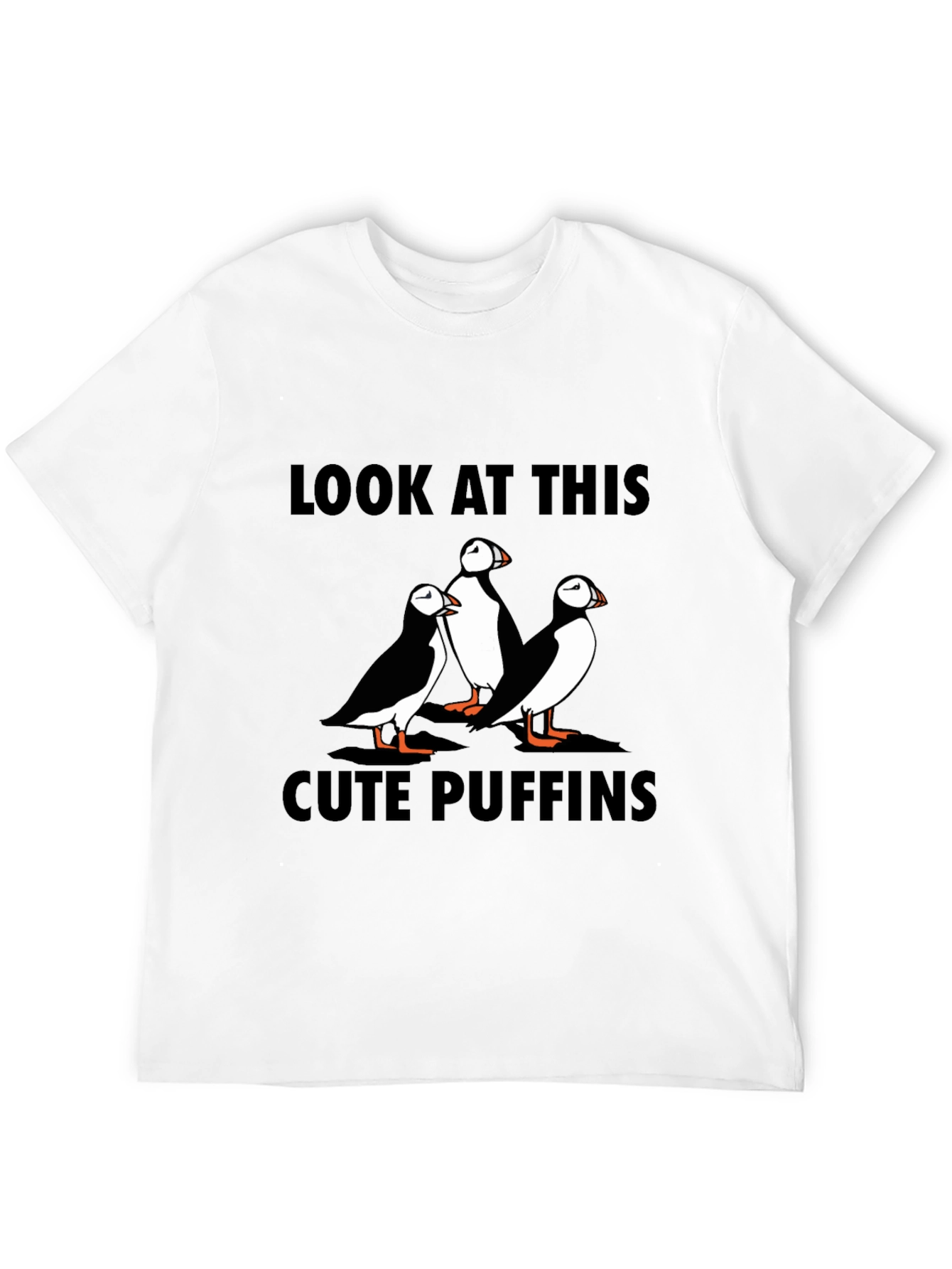 Cute Puffins Graphic Tee - Black T-Shirt