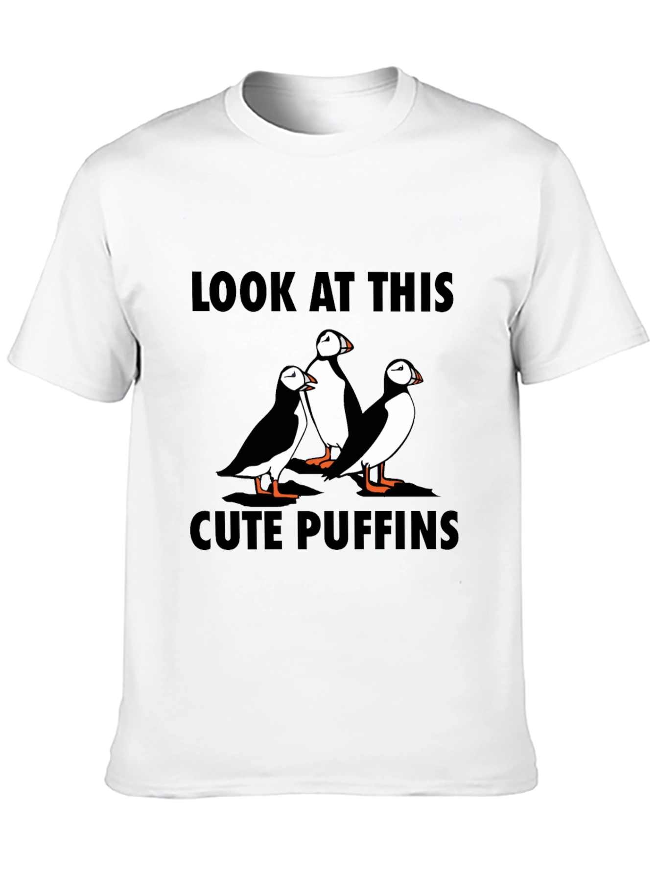 Cute Puffins Graphic Tee - Black T-Shirt