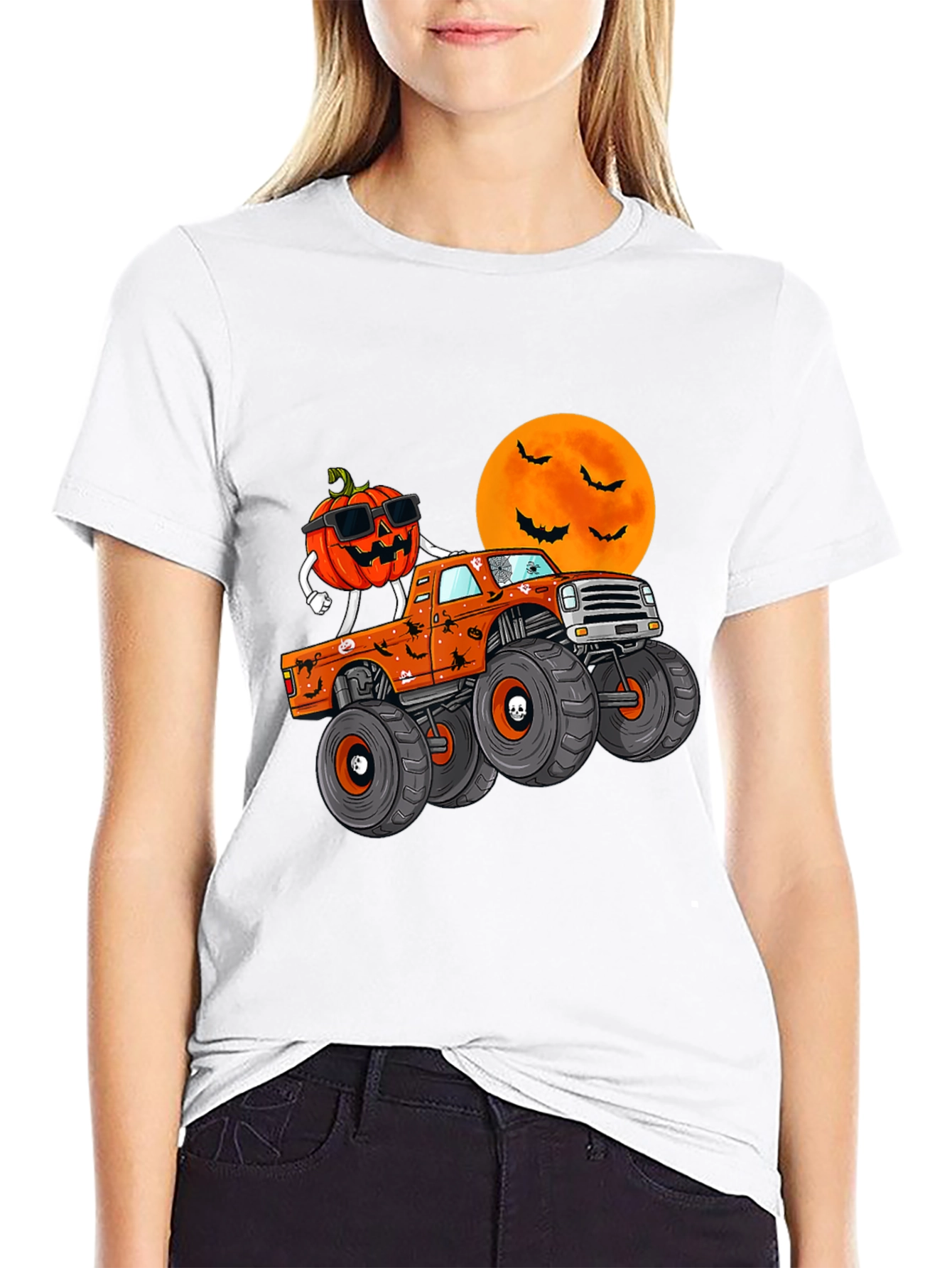 Halloween Pumpkin Monster Truck Graphic Tee
