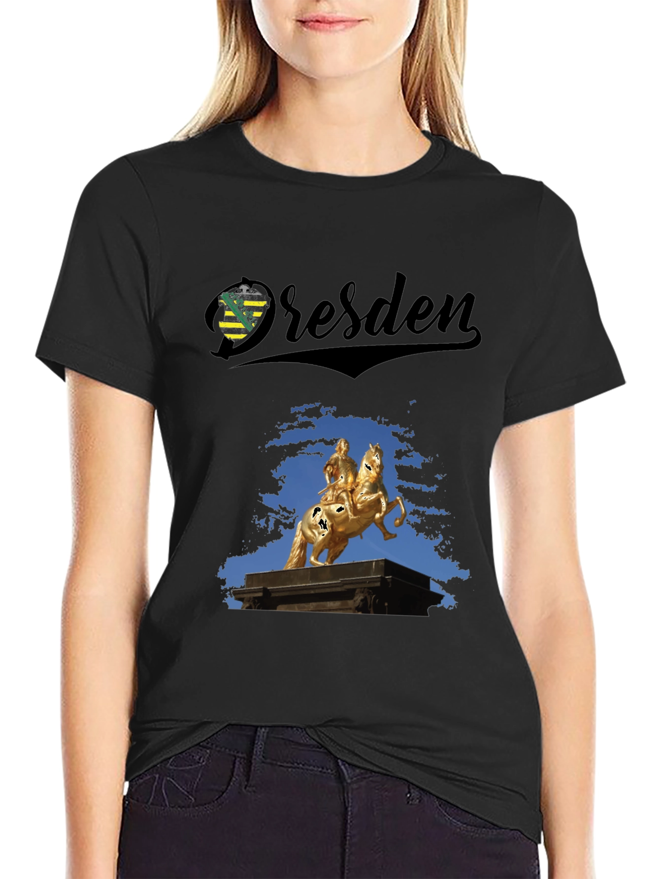 Dresden T-Shirt - Equestrian Statue Black Tee