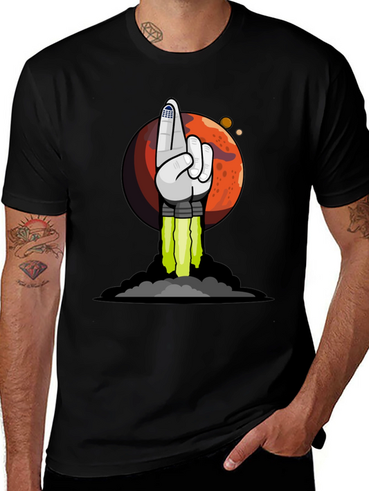 To the Moon Rocket Hand T-Shirt