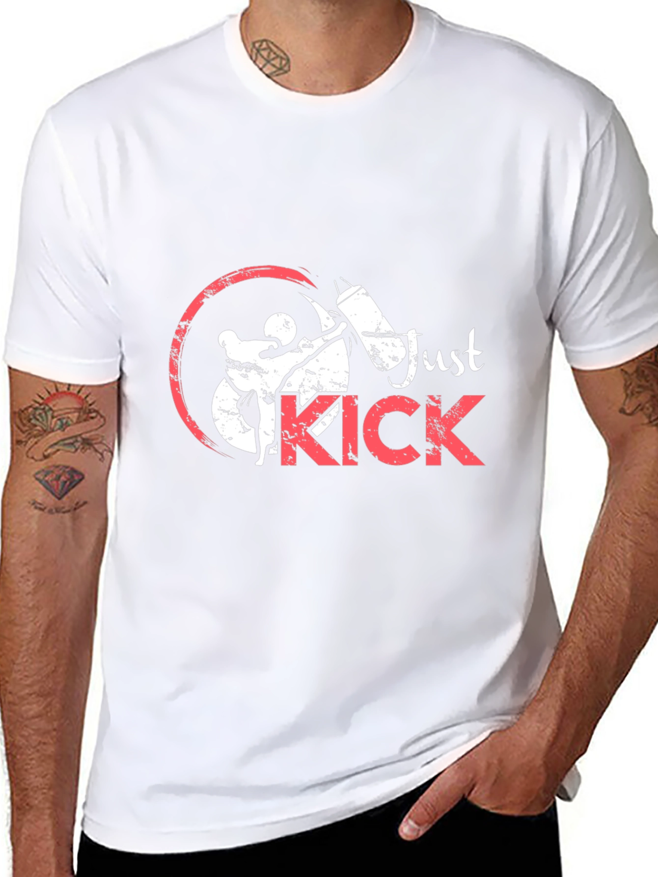 Just Kick Black Graphic Tee - Martial Arts Design
