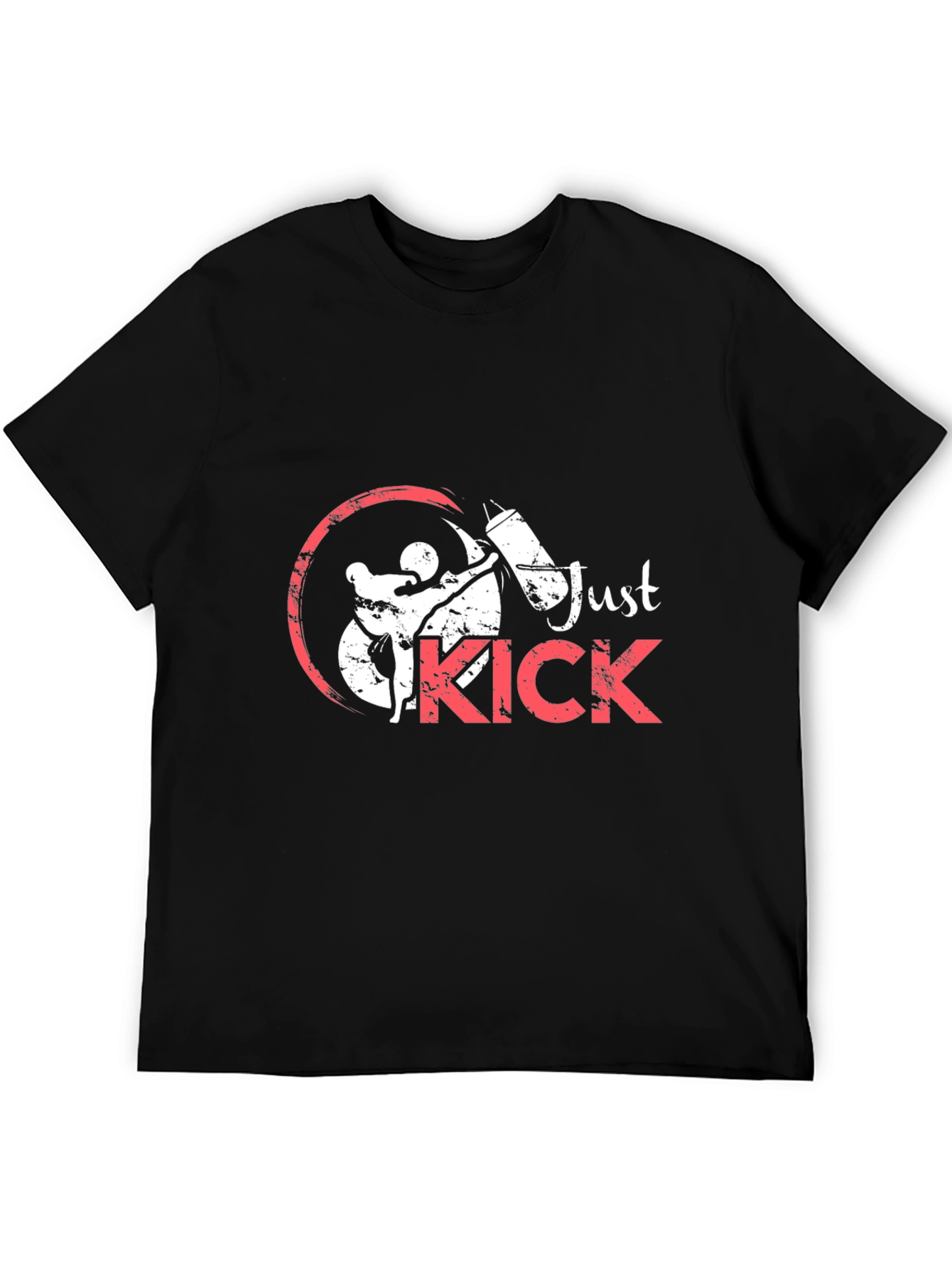 Just Kick Black Graphic Tee - Martial Arts Design