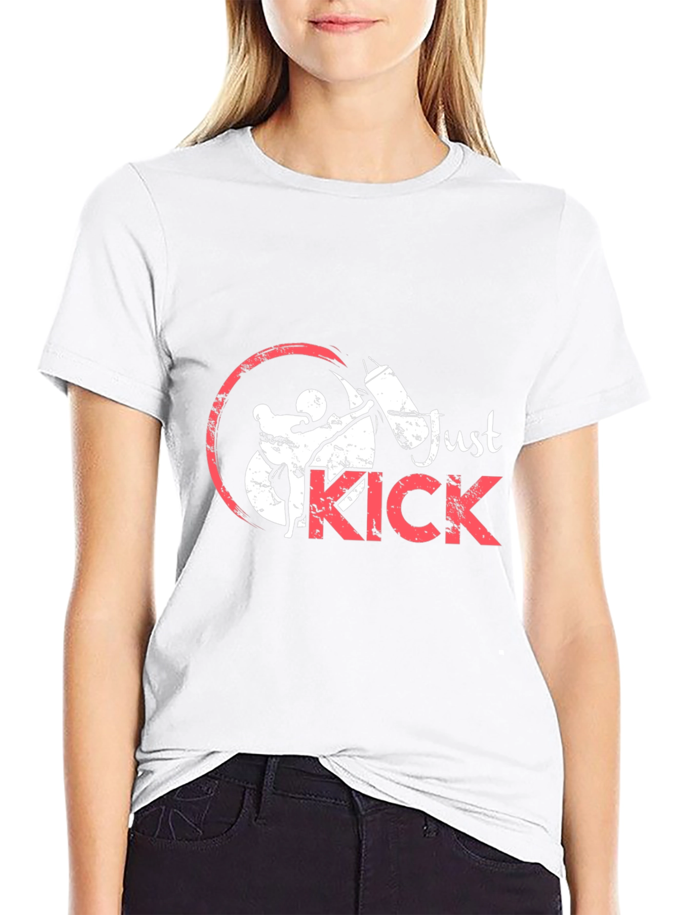 Just Kick Black Graphic Tee - Martial Arts Design