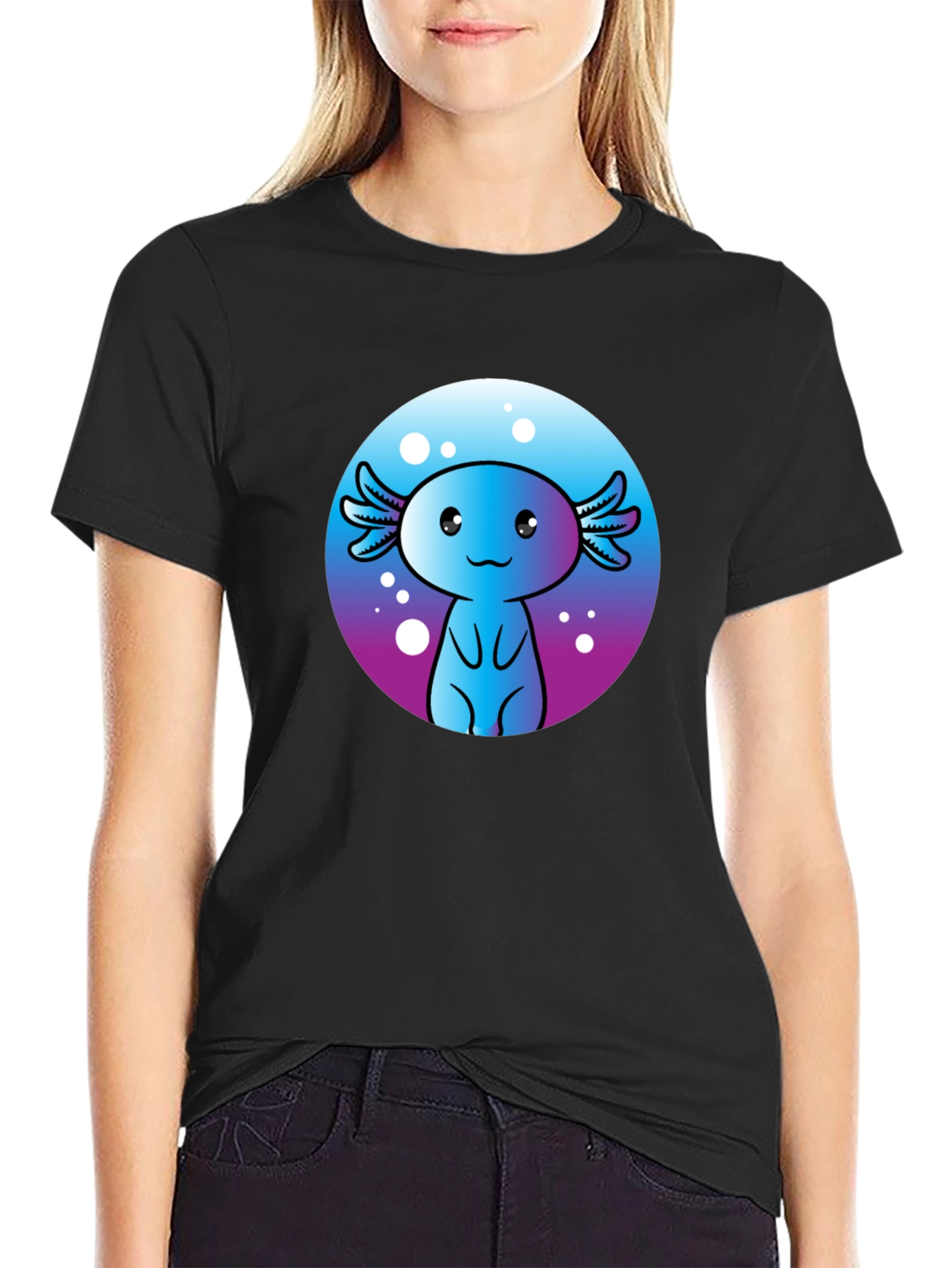 Cute Axolotl Graphic Tee - Fun Kawaii Design