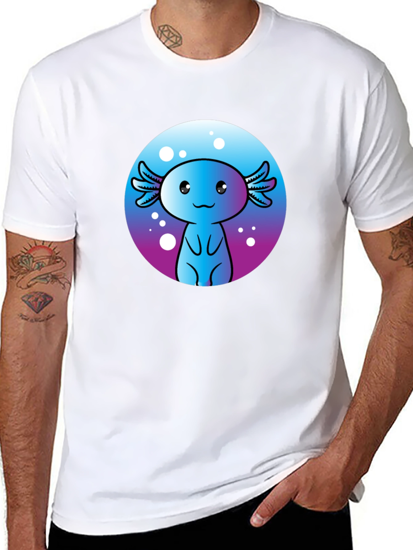 Cute Axolotl Graphic Tee - Fun Kawaii Design