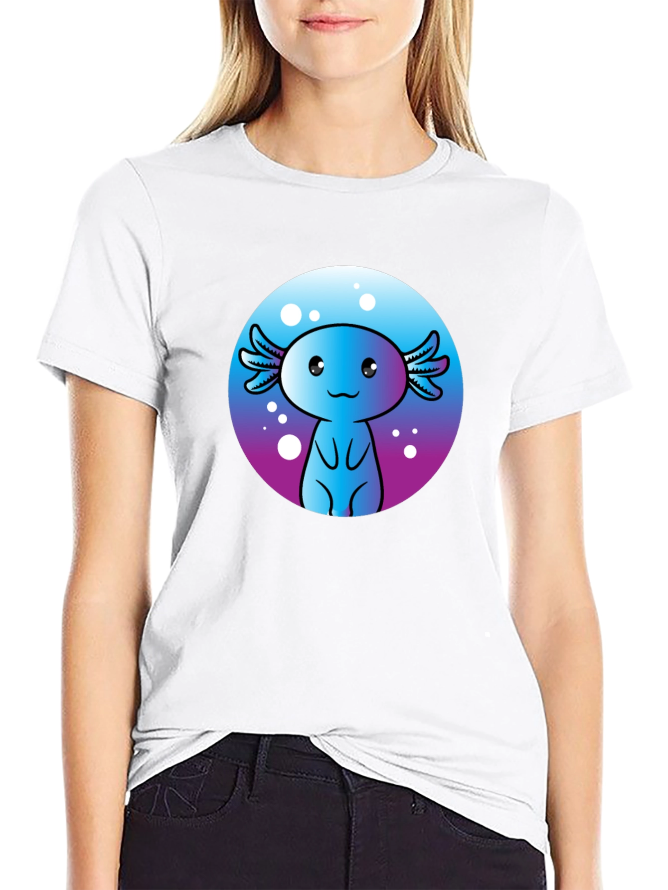 Cute Axolotl Graphic Tee - Fun Kawaii Design
