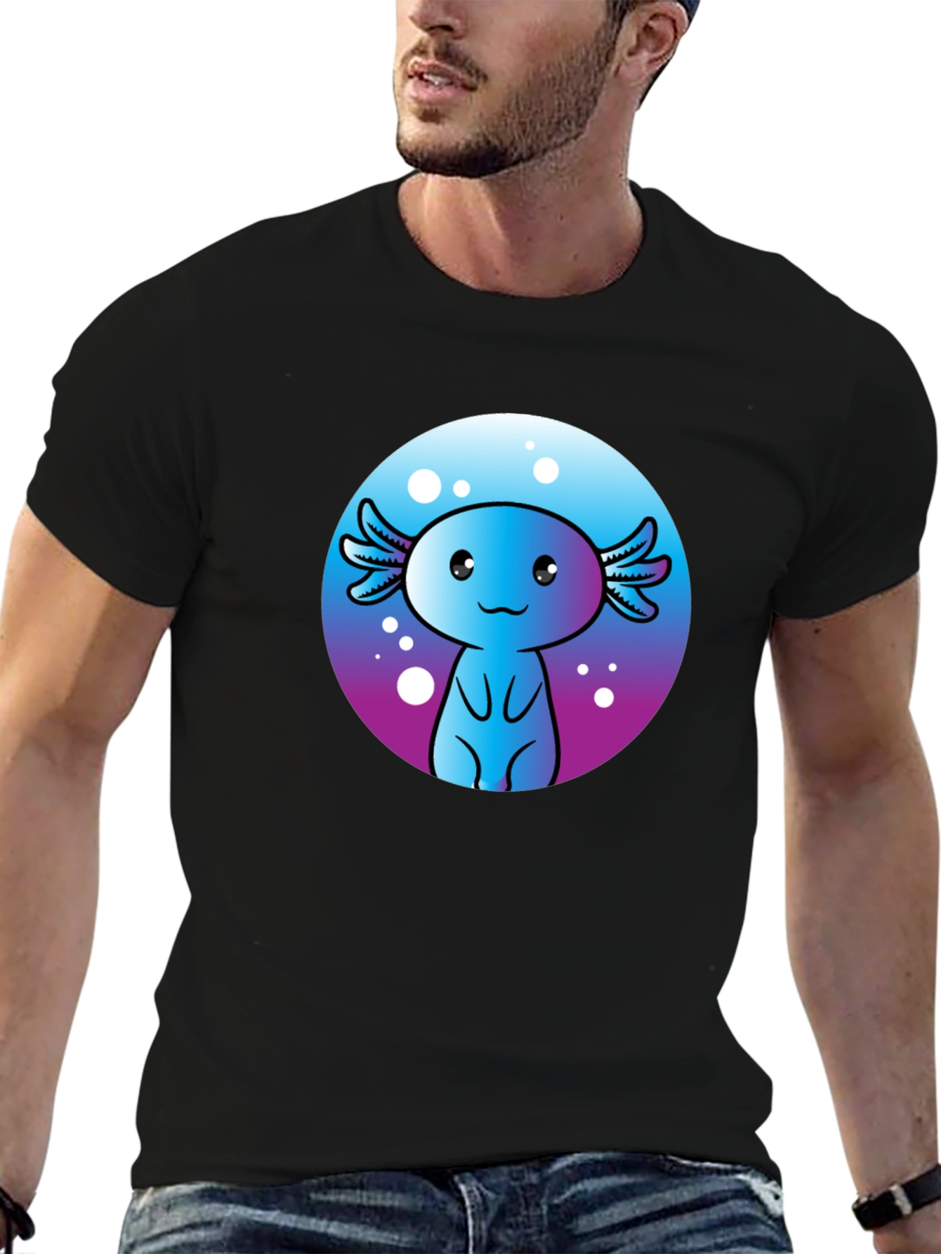 Cute Axolotl Graphic Tee - Fun Kawaii Design