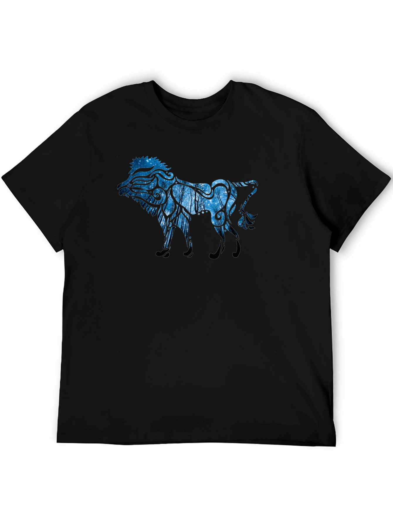 Black T-Shirt with Lion Design
