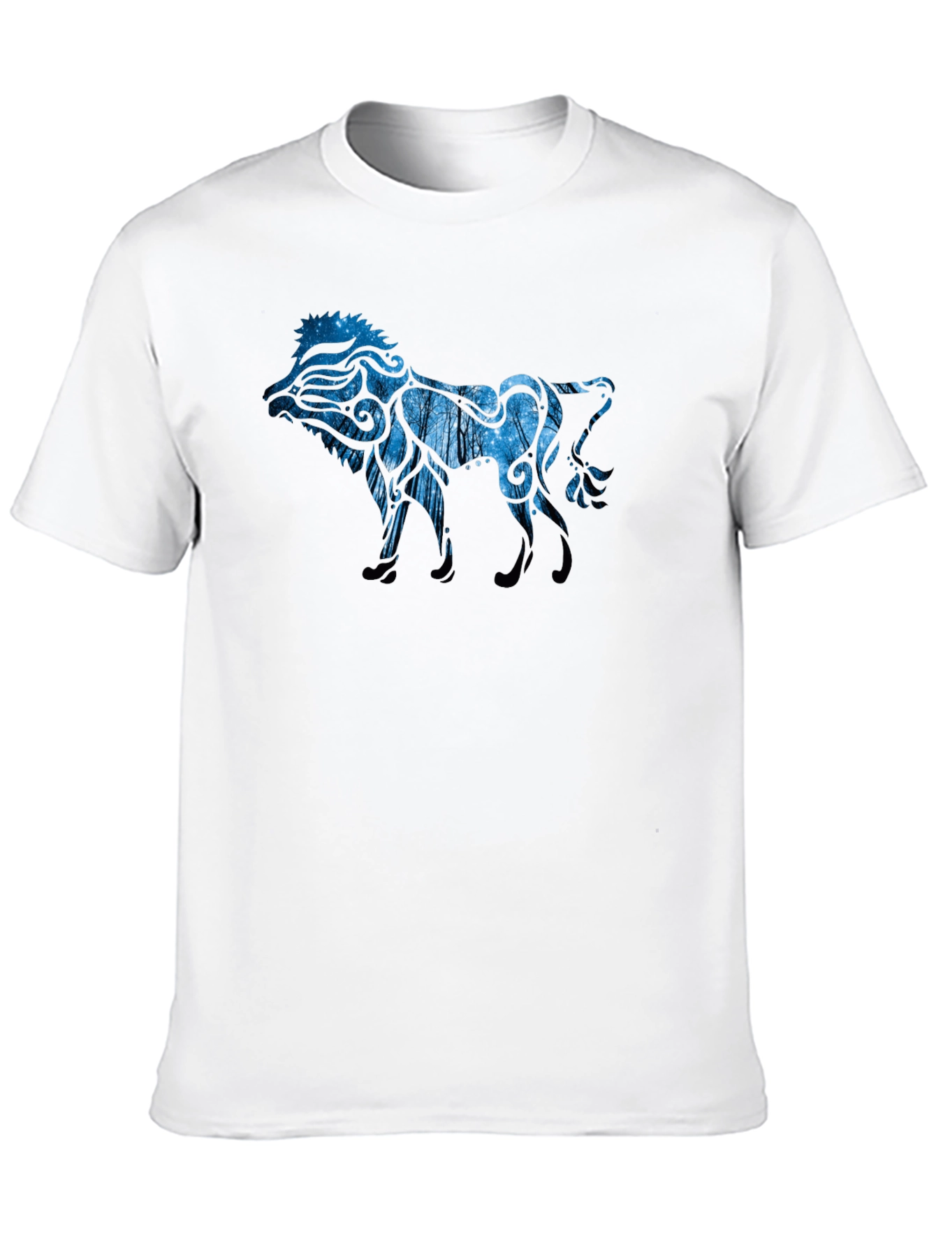Black T-Shirt with Lion Design