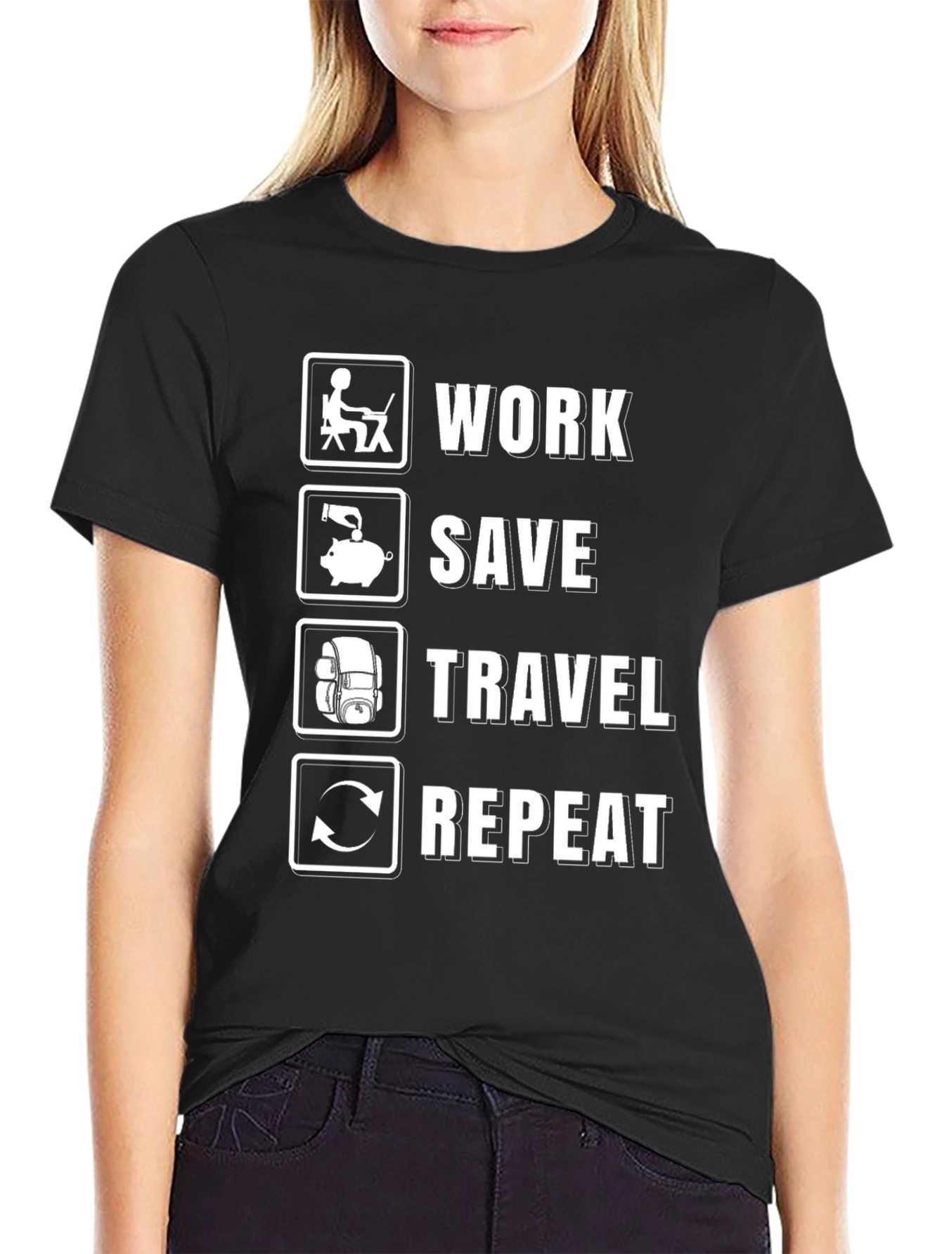 Work Save Travel Repeat T-Shirt - Adventure Tee