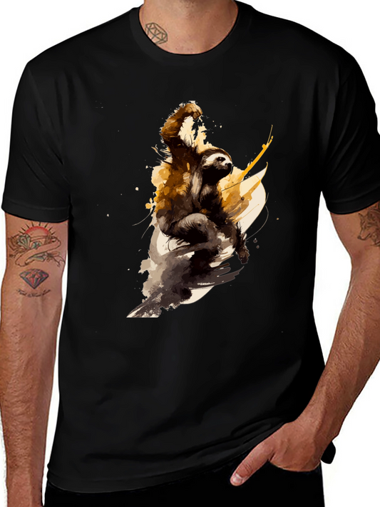Sloth Graphic Tee - Unique Watercolor Design